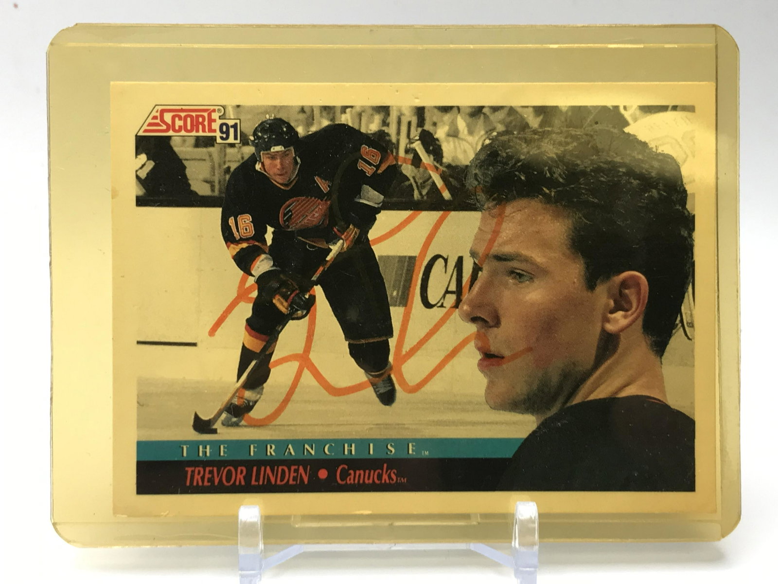 TREVOR LINDEN SIGNED HOCKEY CARD: Prices are in Canadian dollars