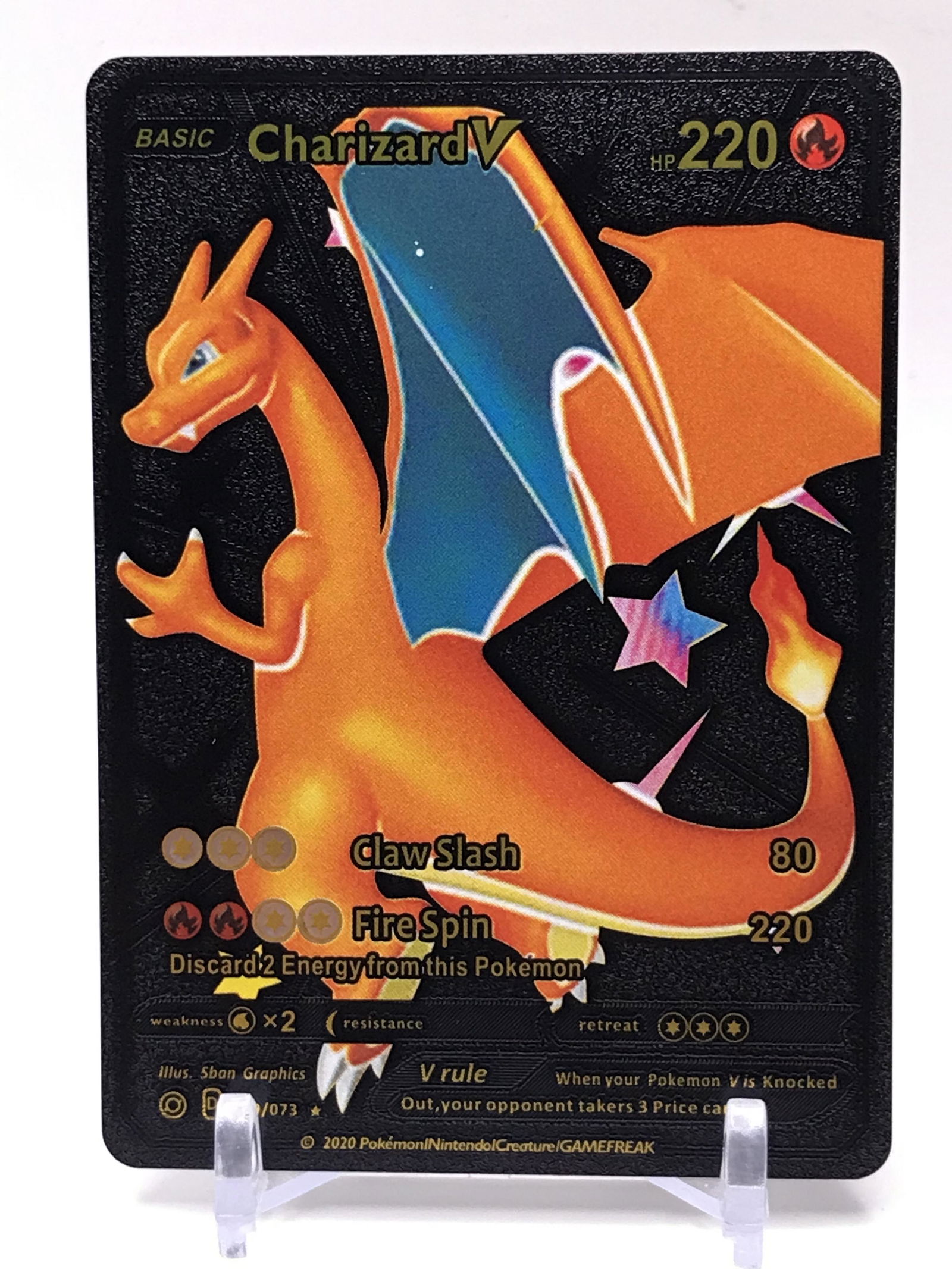 Limited Edition Charizard V Black Metal Foil Pokemon Card Hp 220