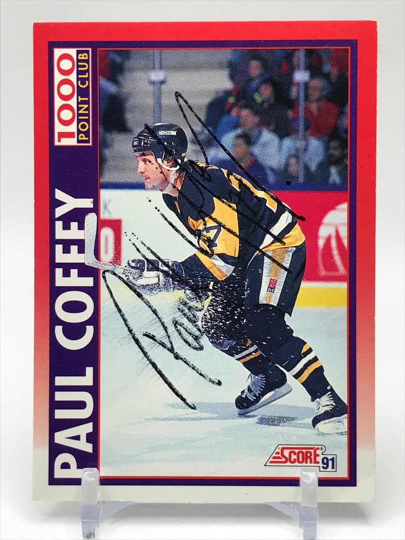 1991 SCORE NO.262 PAUL COFFEY 1000 POINT CLUB AUTOGRAPHED: Prices are in Canadian dollars