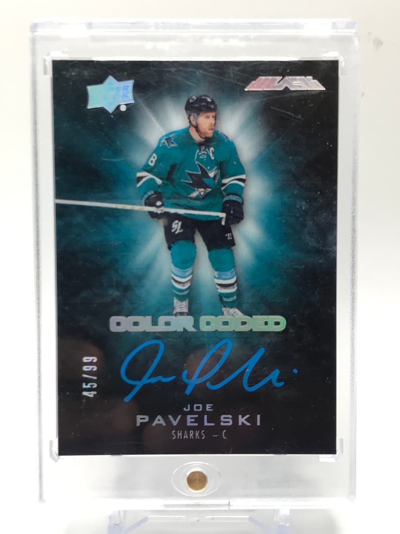 2015-16 UPPER DECK BLACK COLOR CODED JOE PAVELSKI AUTO 45/99: Prices are in Canadian dollars