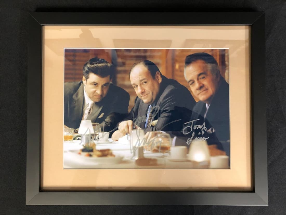 THE SOPRANOS TRIPLE SIGNED CUSTOM FRAMED 8 X 10 (RA COA) (1 of 3)