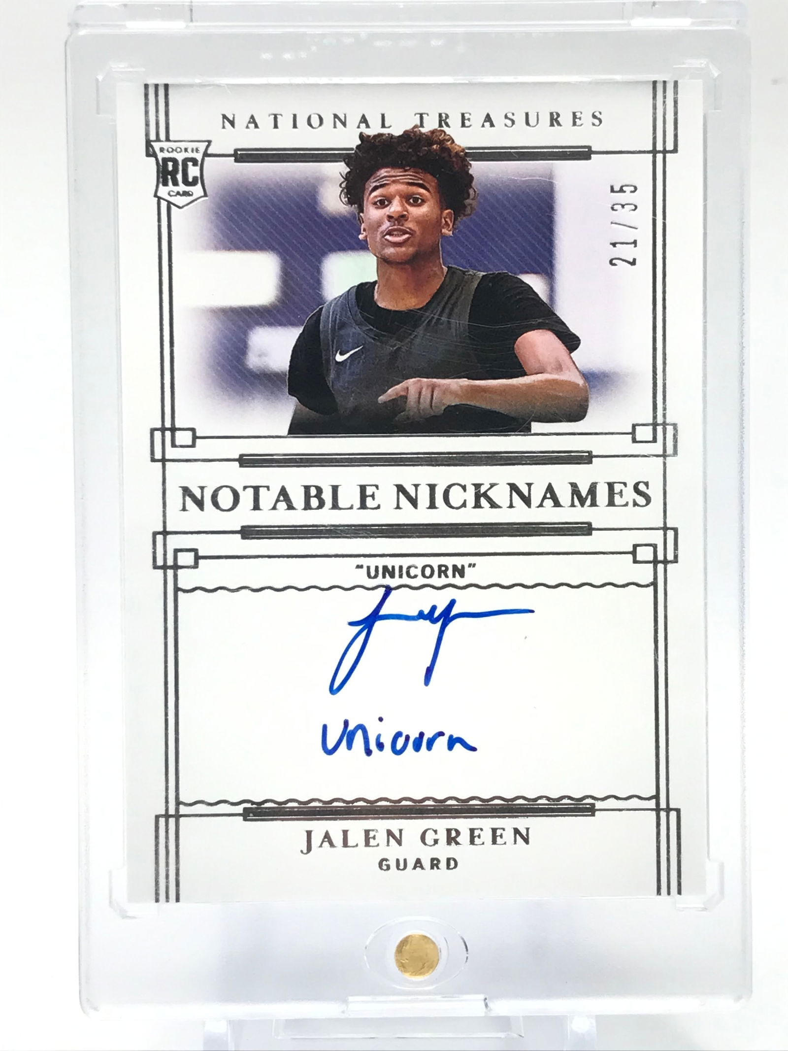2021 PANINI NATIONAL TREASURES NOTABLE NICKNAMES JALEN GREEN 21/35 (1 of 2)