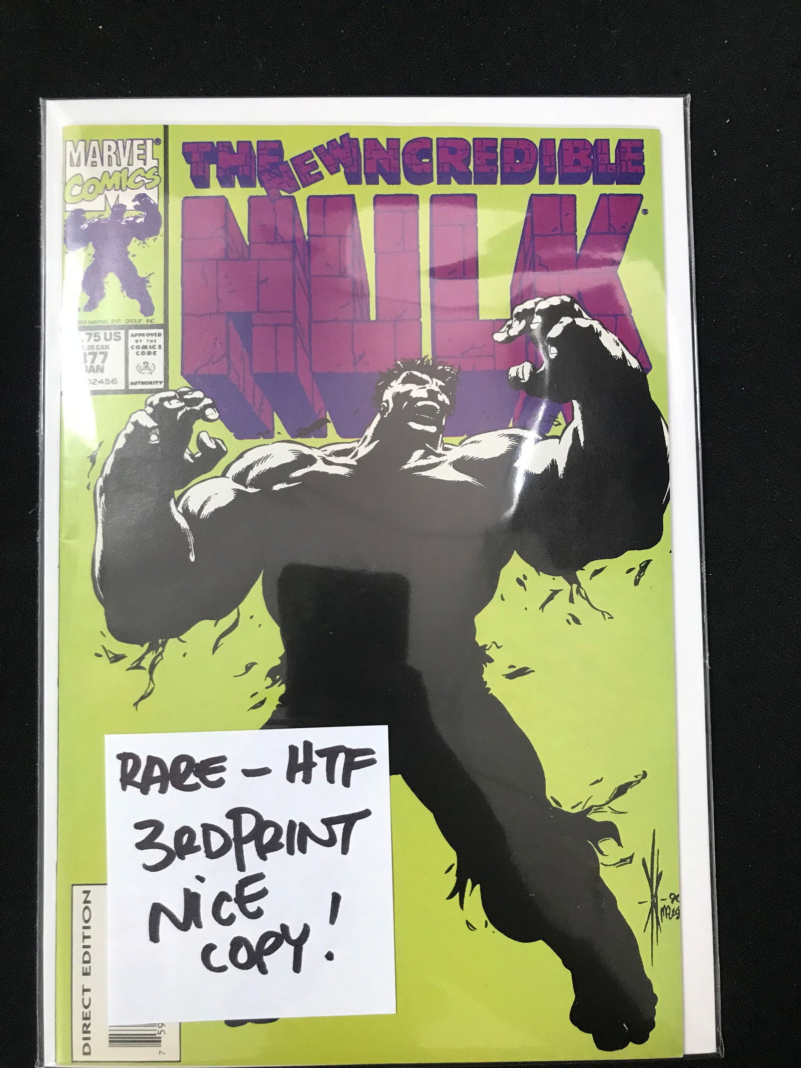MARVEL COMICS THE INCREDIBLE HULK NO.377 3RD PRINTING (1 of 1)