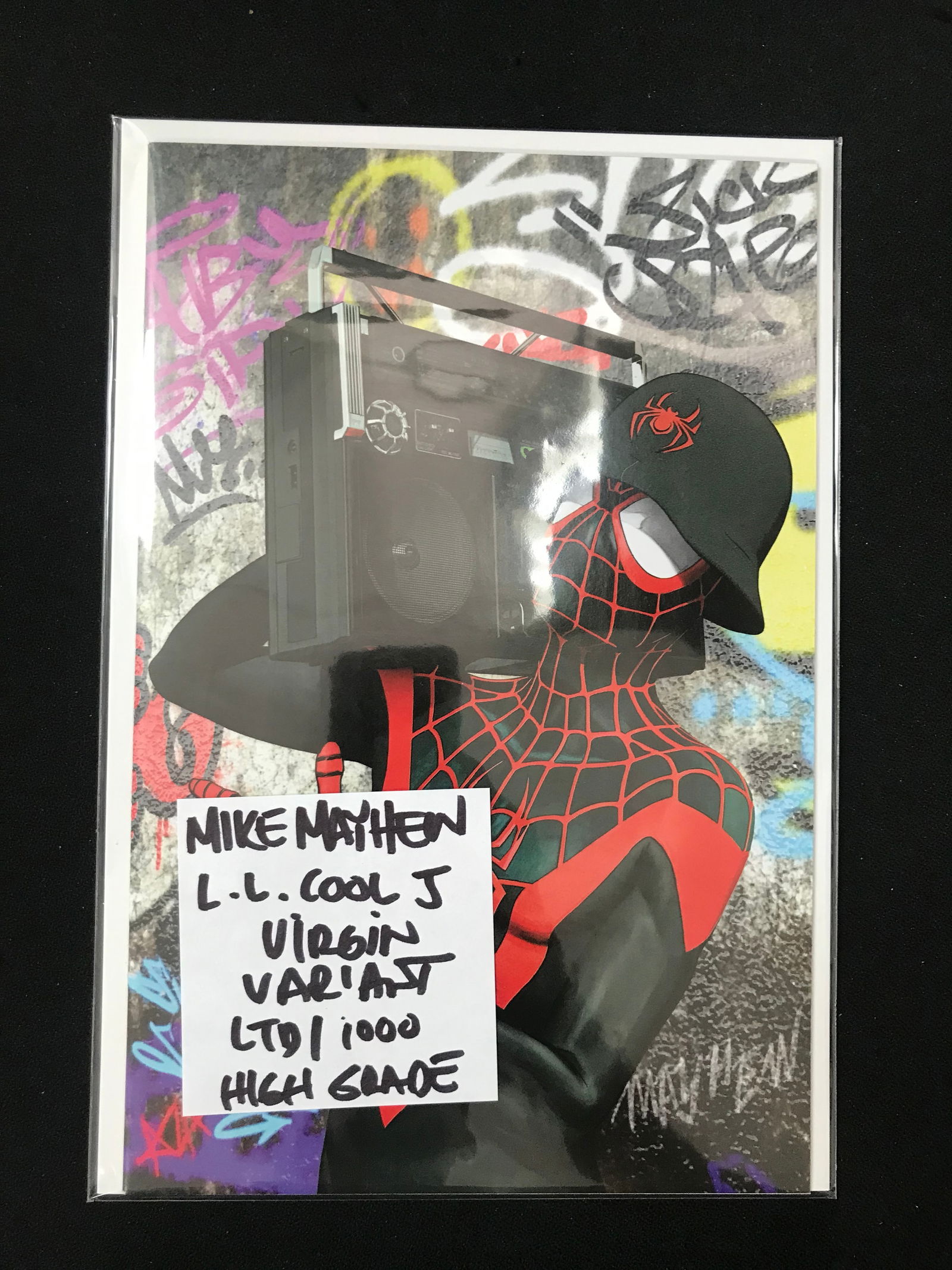 MARVEL COMICS MILE MORALES SPIDER-MAN NO.35 MIKE MAYHEW LL COOL J VIRGIN VARIANT LTD. 1000 (1 of 1)