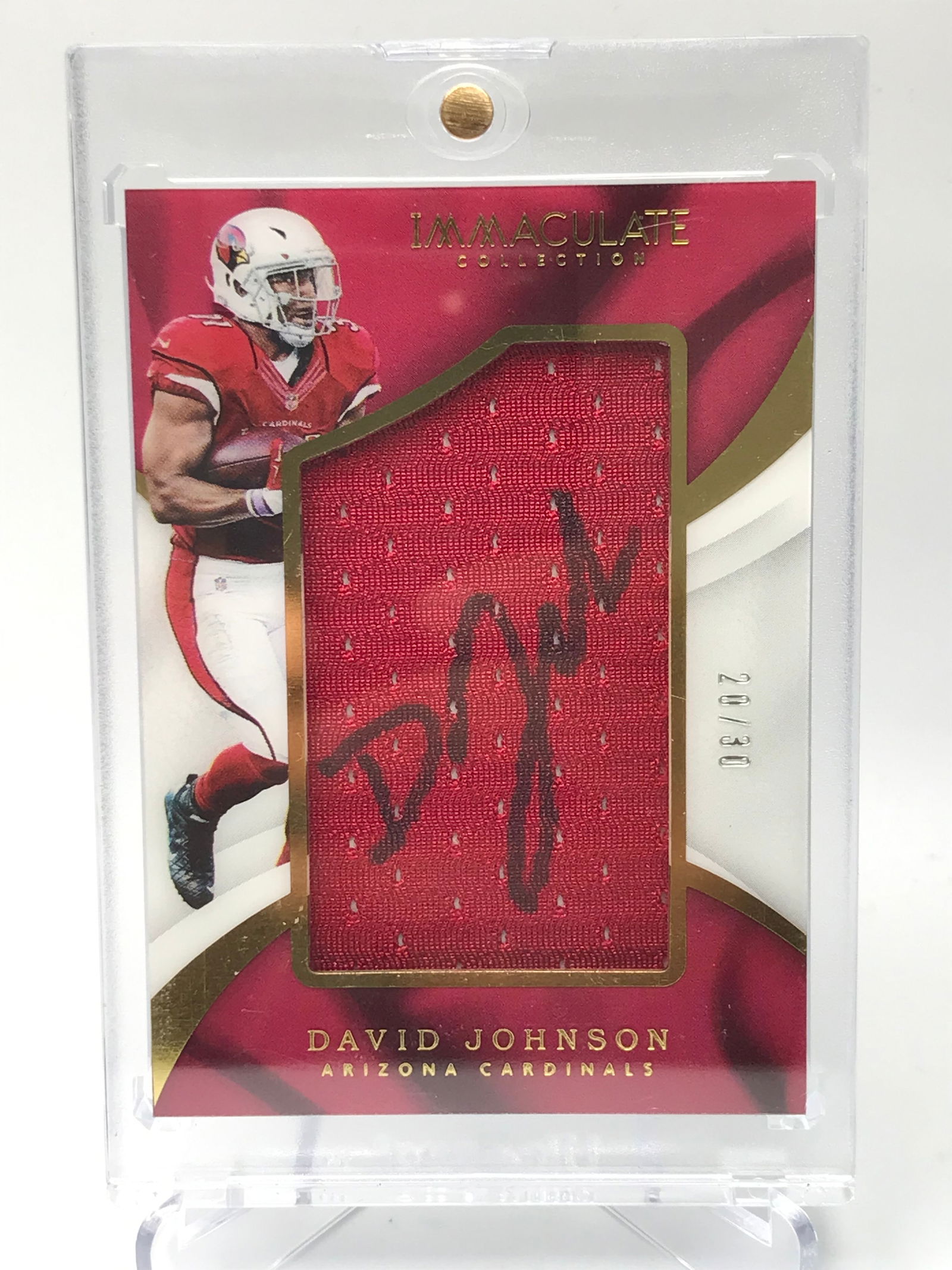 PANINI IMMACULATE COLLECTION DAVID JOHNSON WITH AUTO PATCH NUMBERED 20/30: Prices are in Canadian dollars
