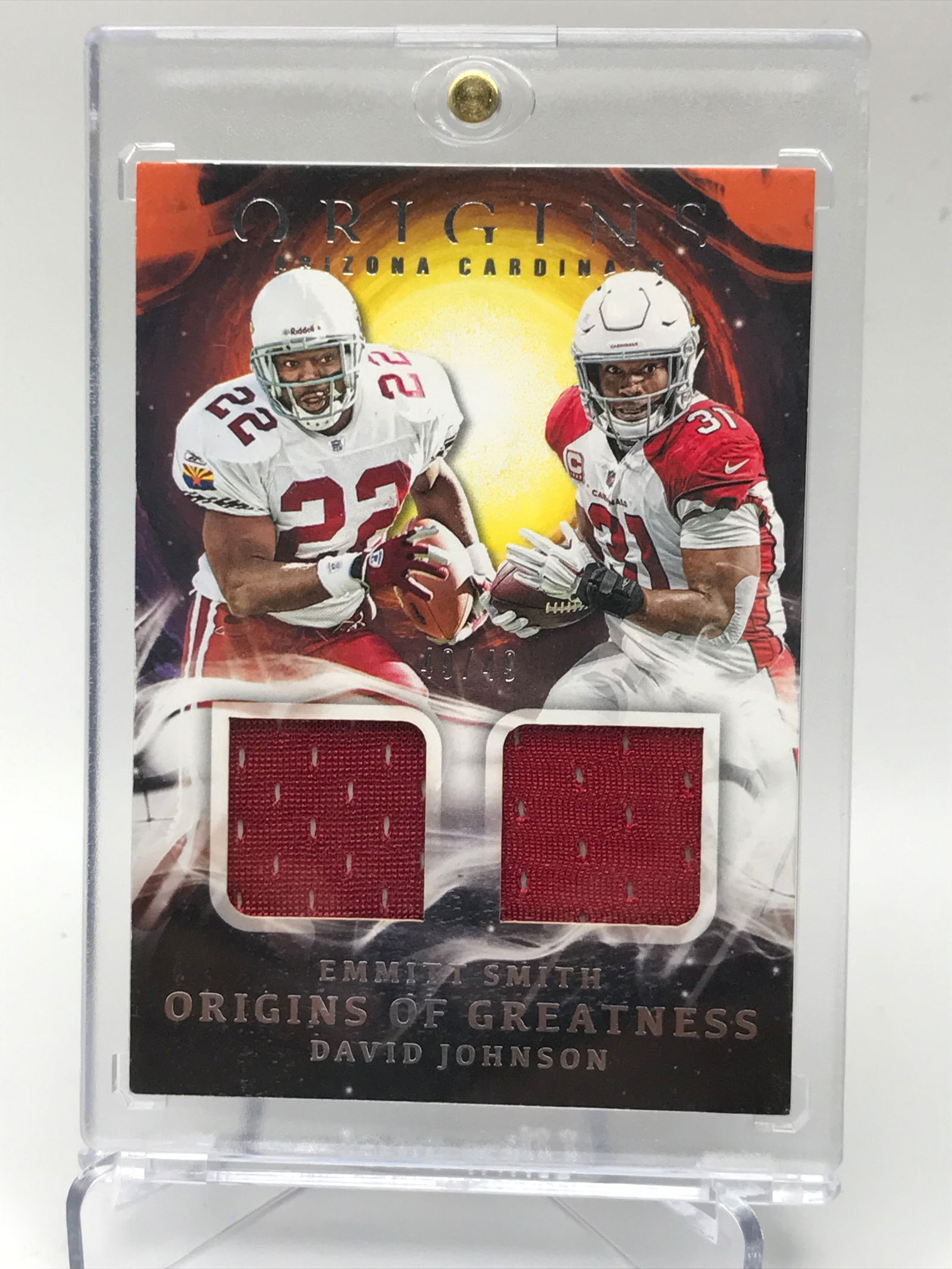 2019 PANINI ORIGINS #0G-10 EMMIT SMITH AND DAVID JOHNSON DUAL PATCH CARD: Prices are in Canadian dollars