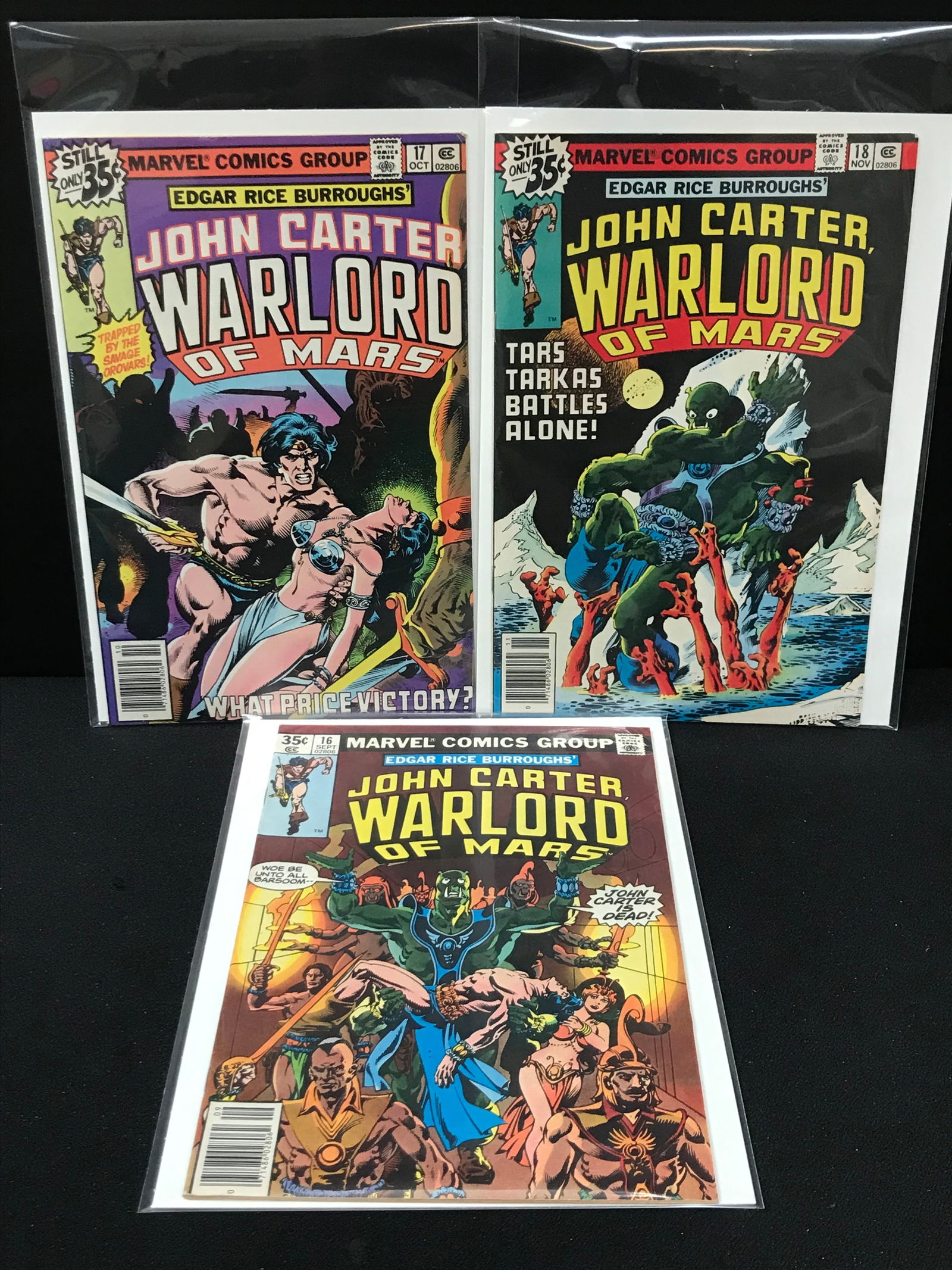 LOT OF JOH CARTER. WARLORD OF MARS COMICS (MARVEL COMICS): Prices are in Canadian dollars