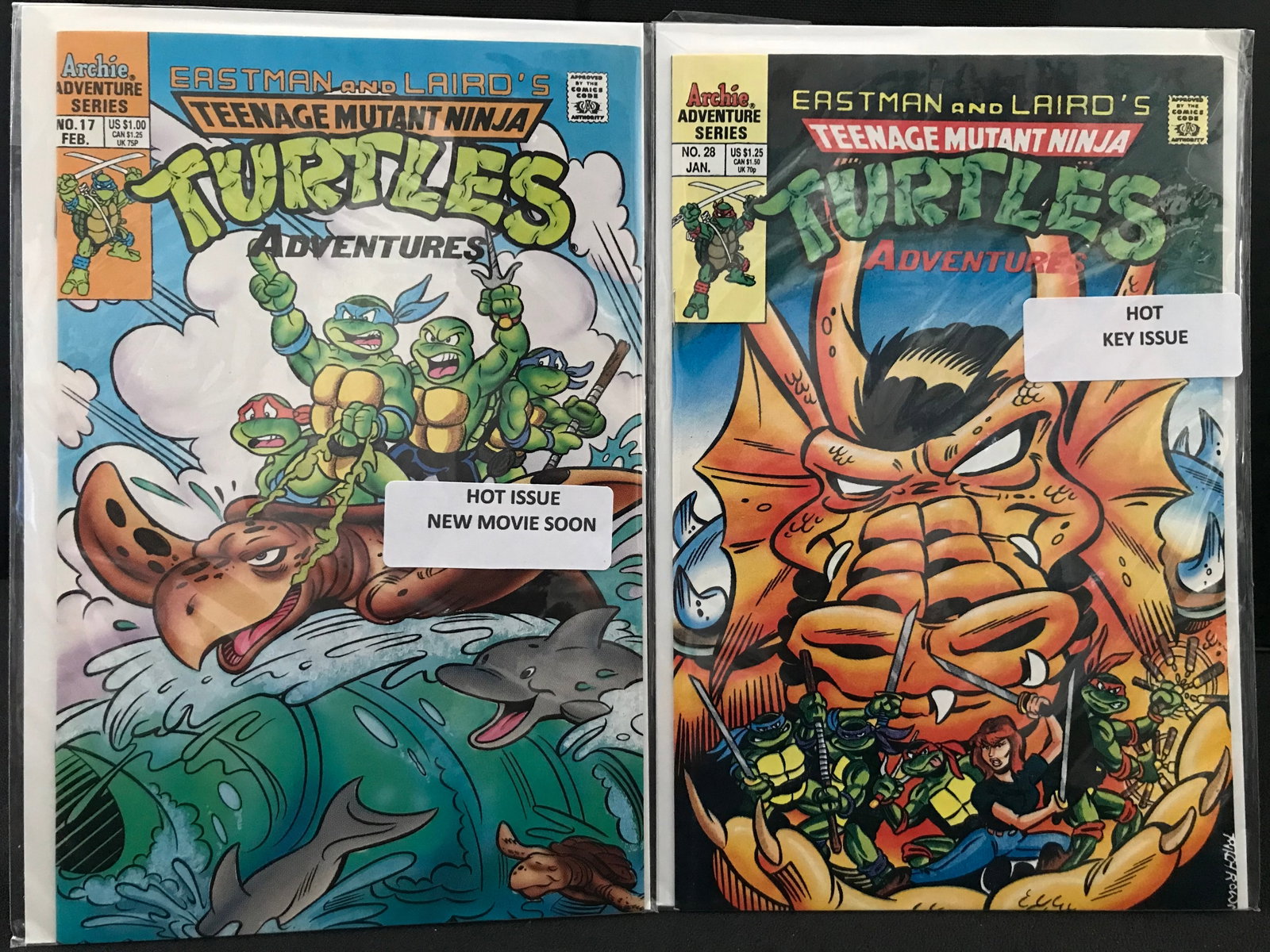 EASTMAN AND LAIRD'S TEENAGE MUTANT NINJA TURTLES #17 AND #20 (ARCHIE COMICS): Prices are in Canadian dollars