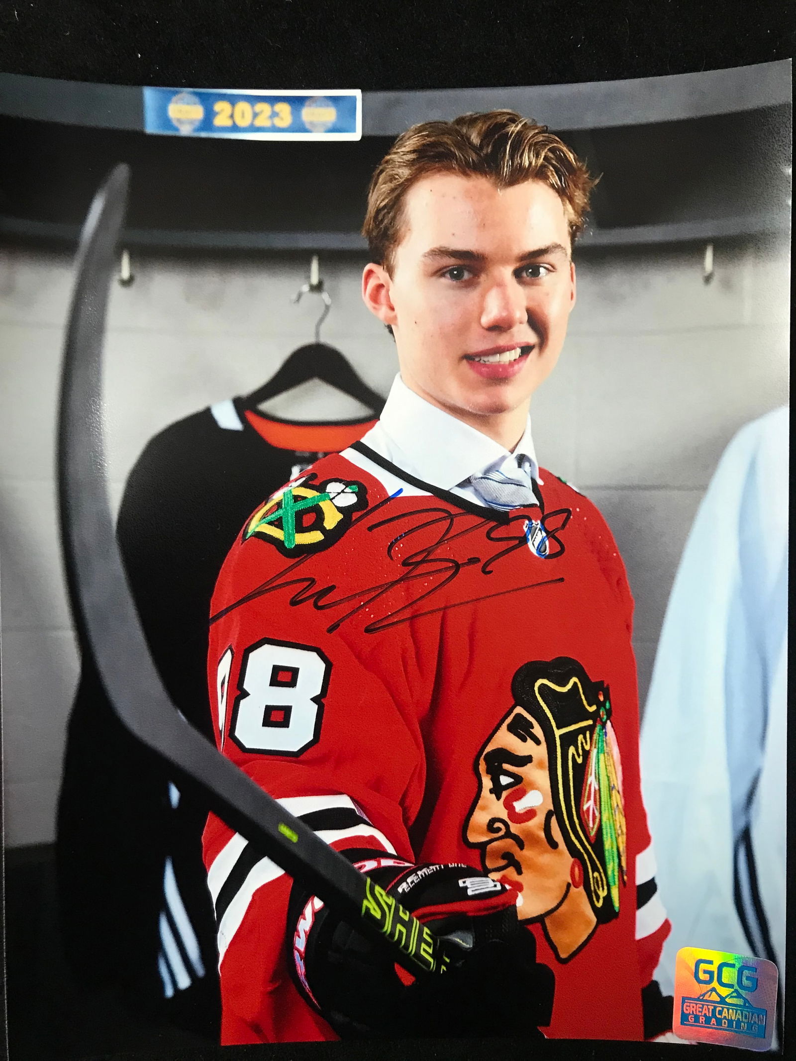 CONNOR BEDARD SIGNED CHICAGO BLACKHAWKS 8 X 10 (GCG HOLO): Prices are in Canadian dollars