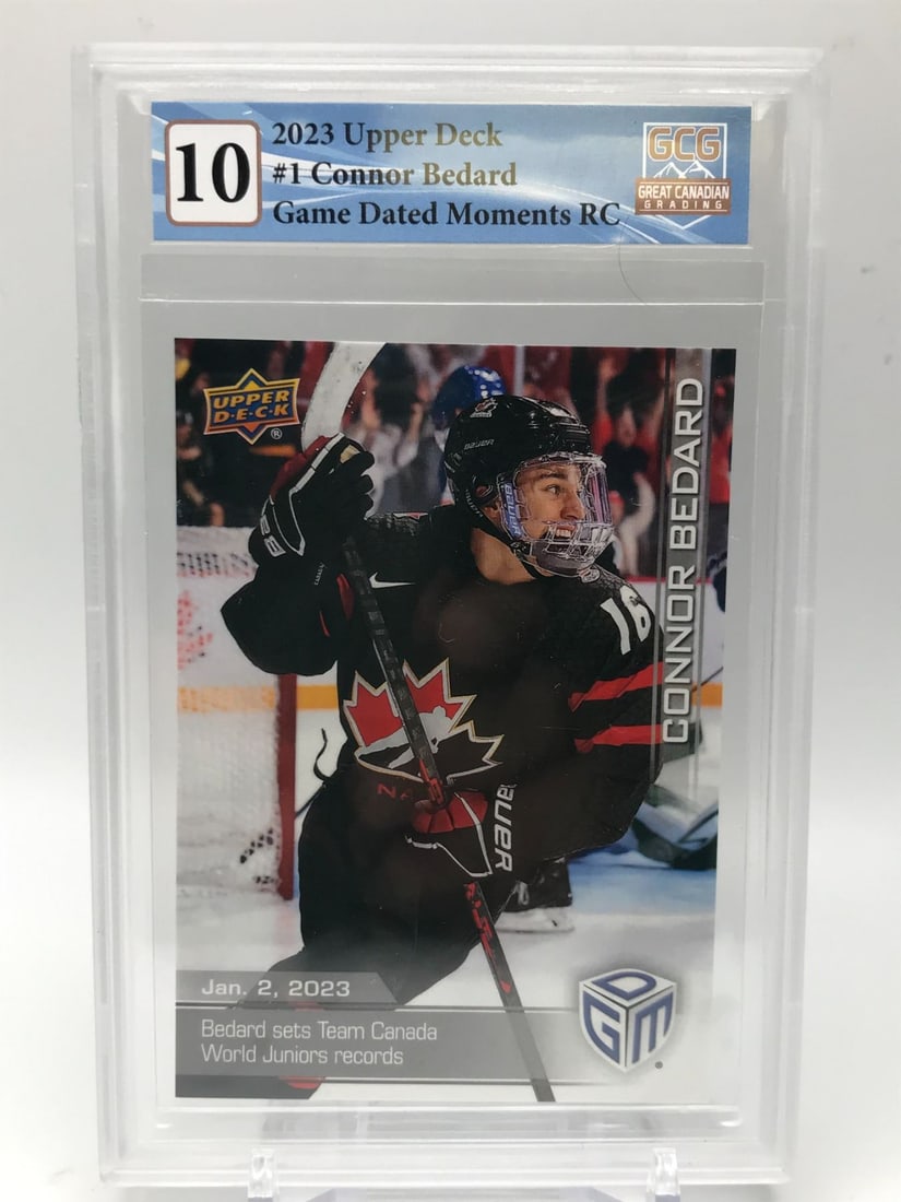 2023 UPPER DECK GAME DATED MOMENTS CONNOR BEDARD ROOKIE CARD (GCG 10): Prices are in Canadian dollars