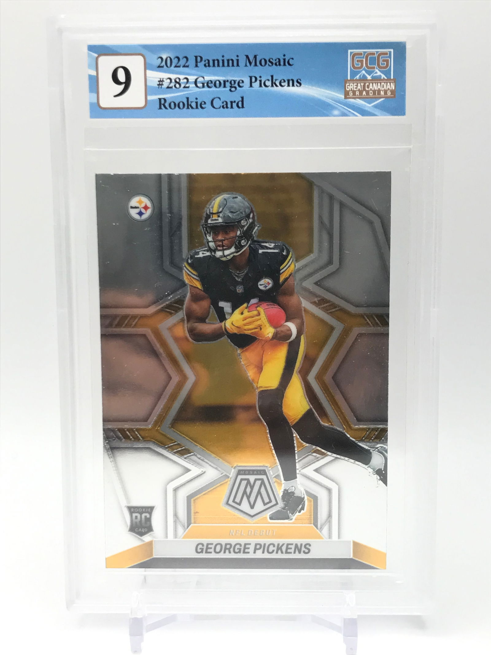 2022 PANINI MOSAIC NO.282 GEORGE PICKENS ROOKIE CARD GCG GRADED 9: Prices are in Canadian Dollars