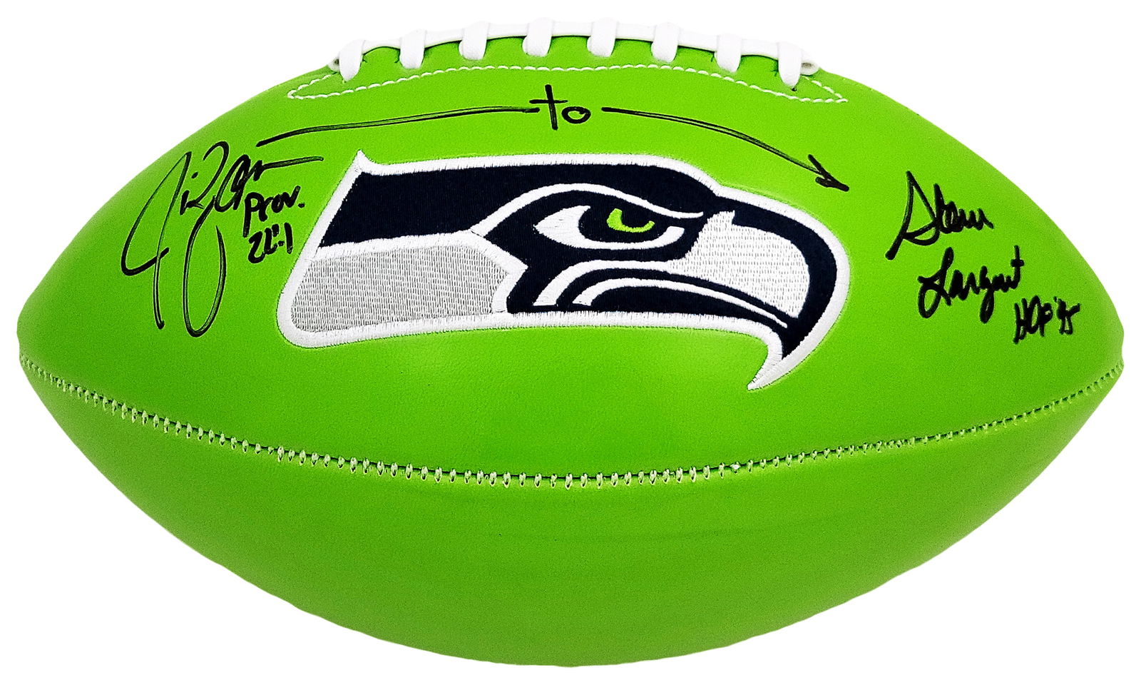 JIM ZORN AND STEVE LARGENT SIGNED SEATTLE SEAHAWKS FOOTBALL (BECKETT COA) (1 of 4)