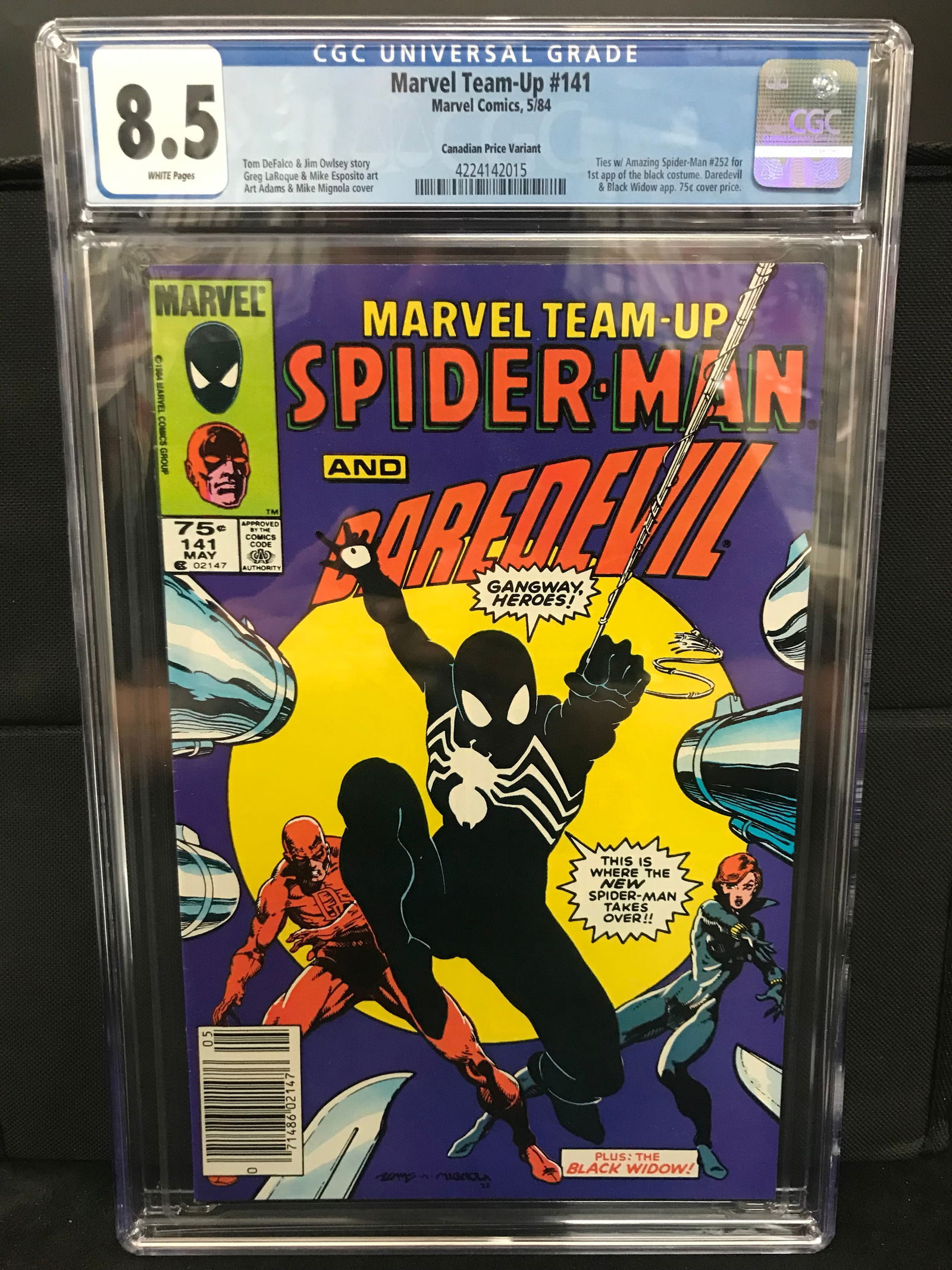 MARVEL COMICS NO.141 MARVEL TEAM-UP SPIDERMAN AND DAREDEVIL CGC GRADED 8.5 (1 of 1)