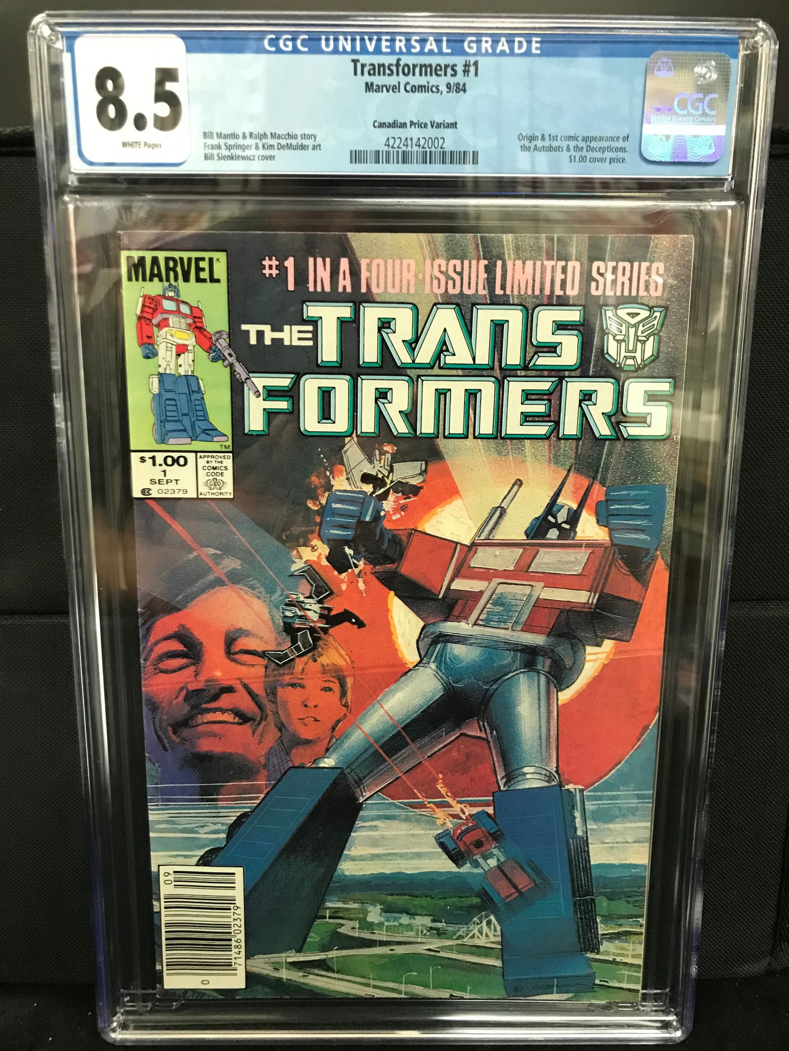 MARVEL COMICS NO.1 THE TRABSFORMERS CGC GRADED 8.5 (1 of 1)