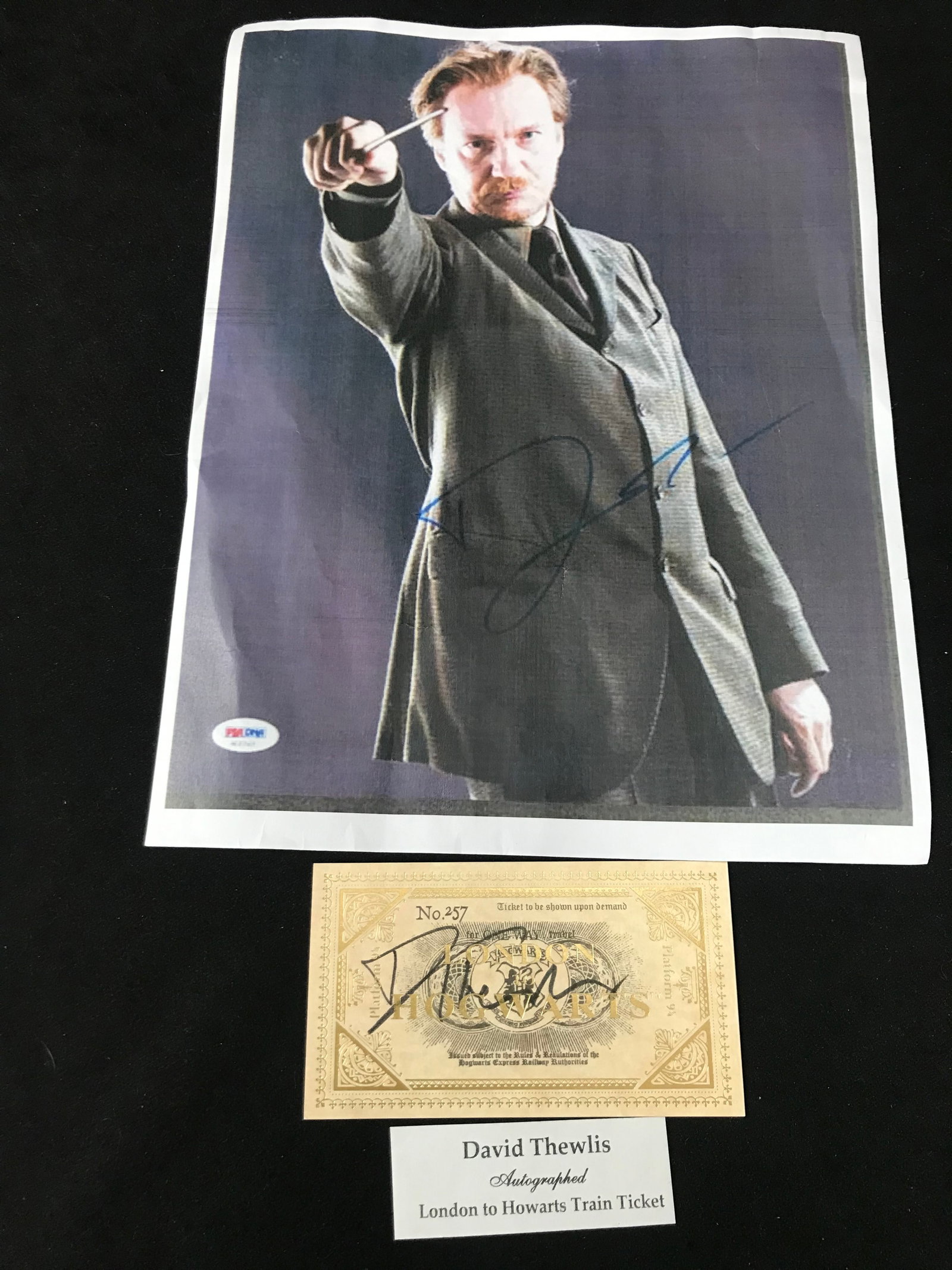 DAVID THEWLIS SIGNED 8X10 AND HOGWARTS TRAIN TICKET RA COA: Prices are in Canadian Dollars