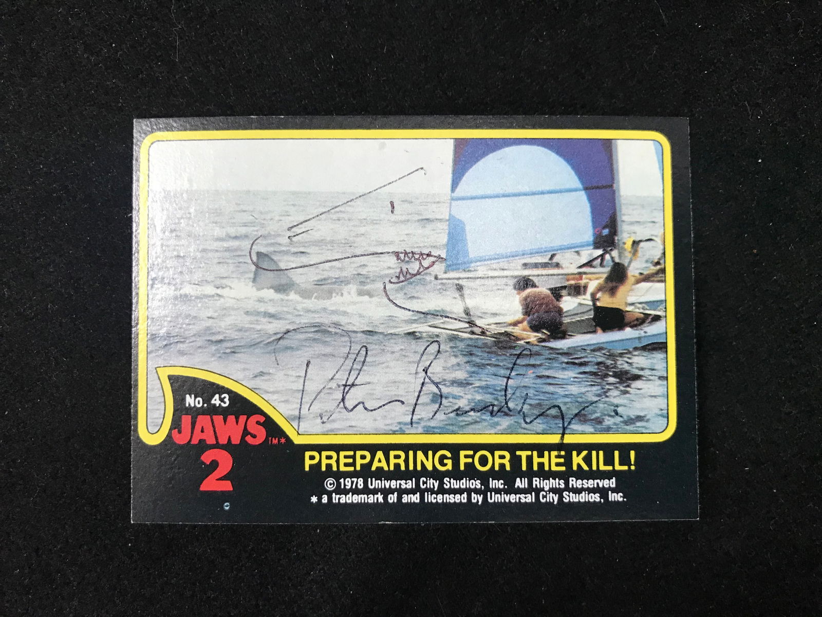 PETER BENCHLEY SIGNED WITH SKETCH JAWS 2 TRADING CARD (RA COA) (1 of 2)