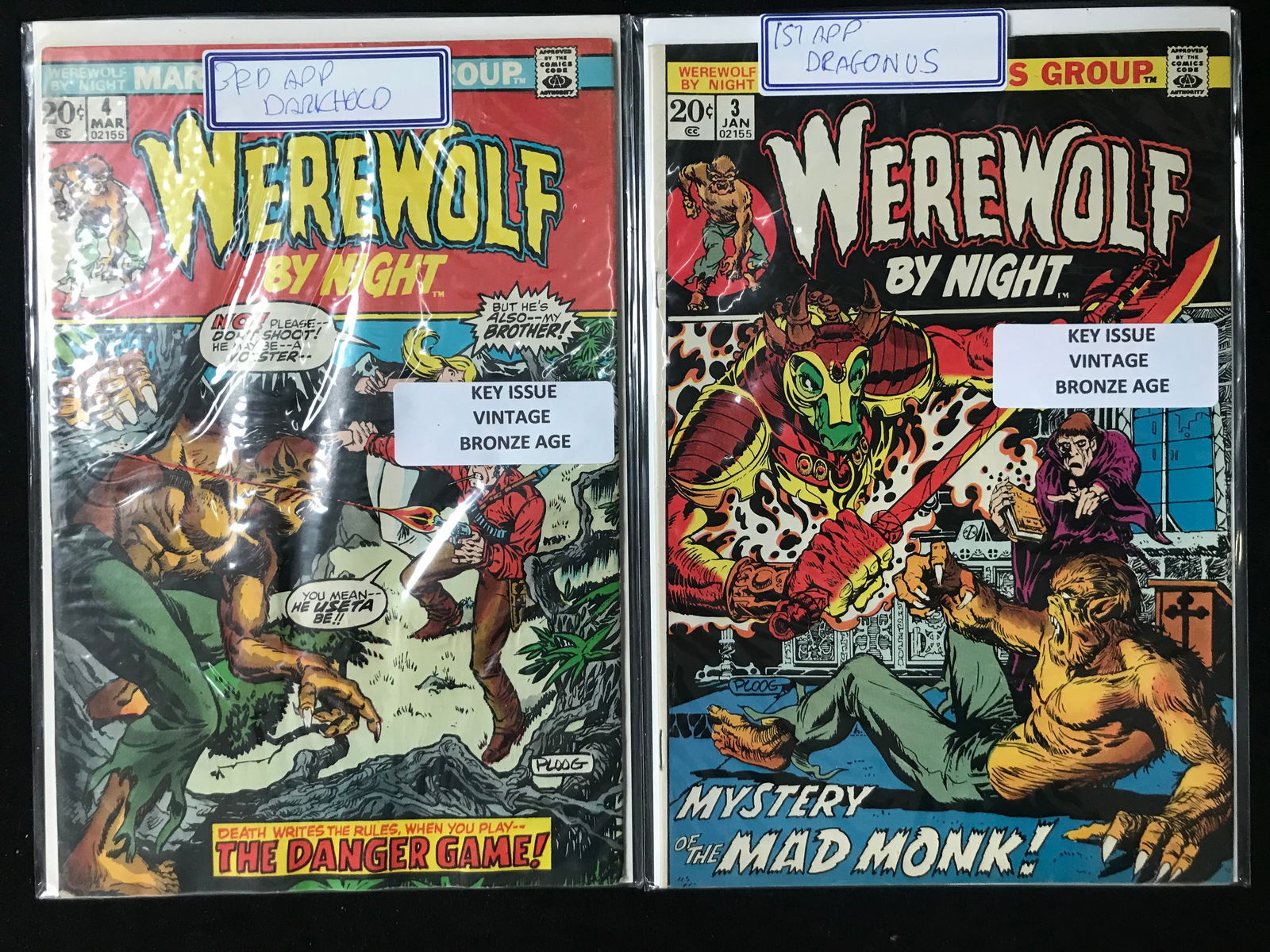 LOT OF WEREWOLF BY NIGHT COMICS NO.3 AND 4 (MARVEL COMICS, VINTAGE BRONZE AGE) (1 of 1)