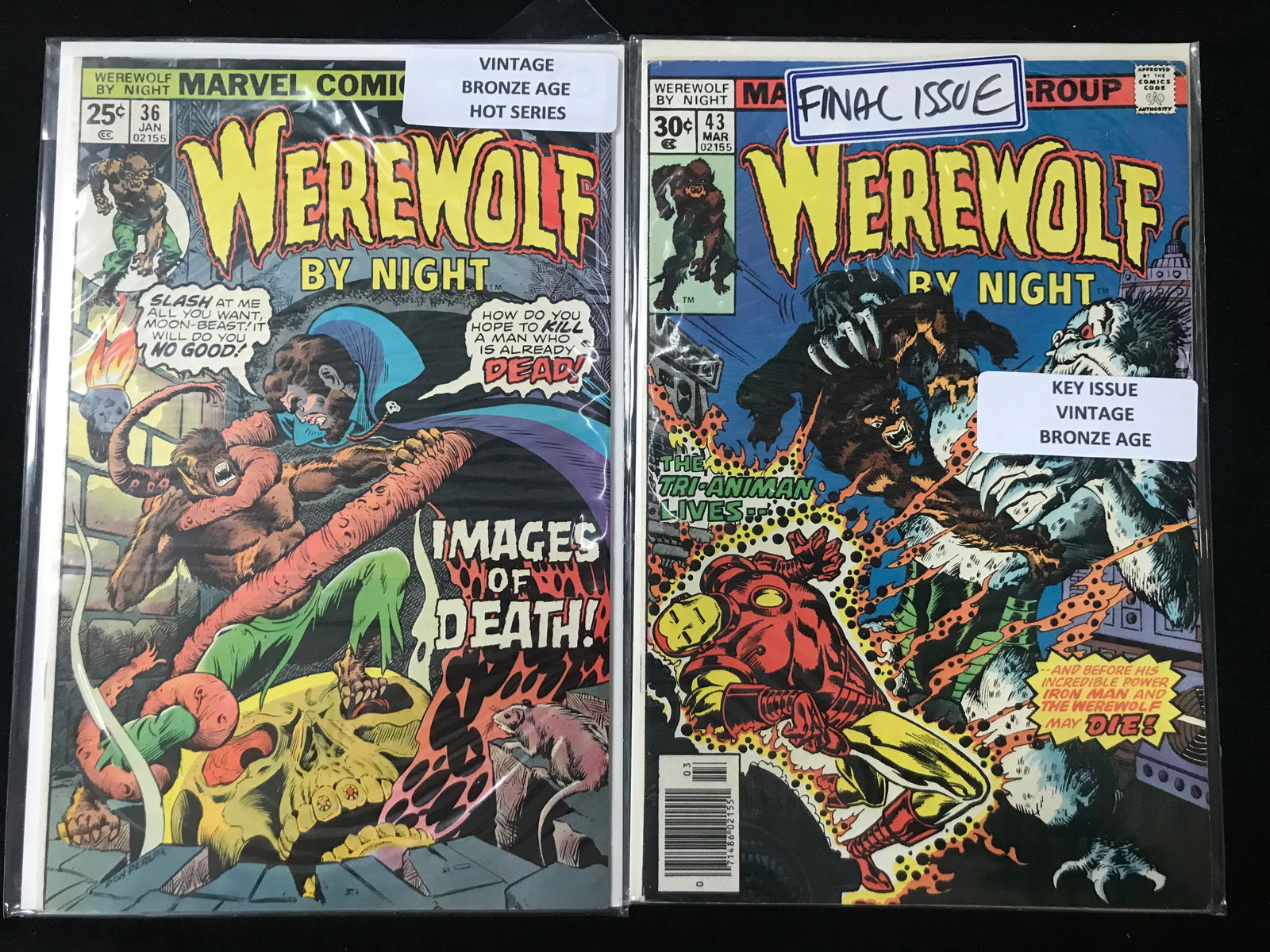 LOT OF WEREWOLF BY NIGHT COMICS NO.36 AND 43 (MARVEL COMICS, VINTAGE BRONZE AGE) (1 of 1)