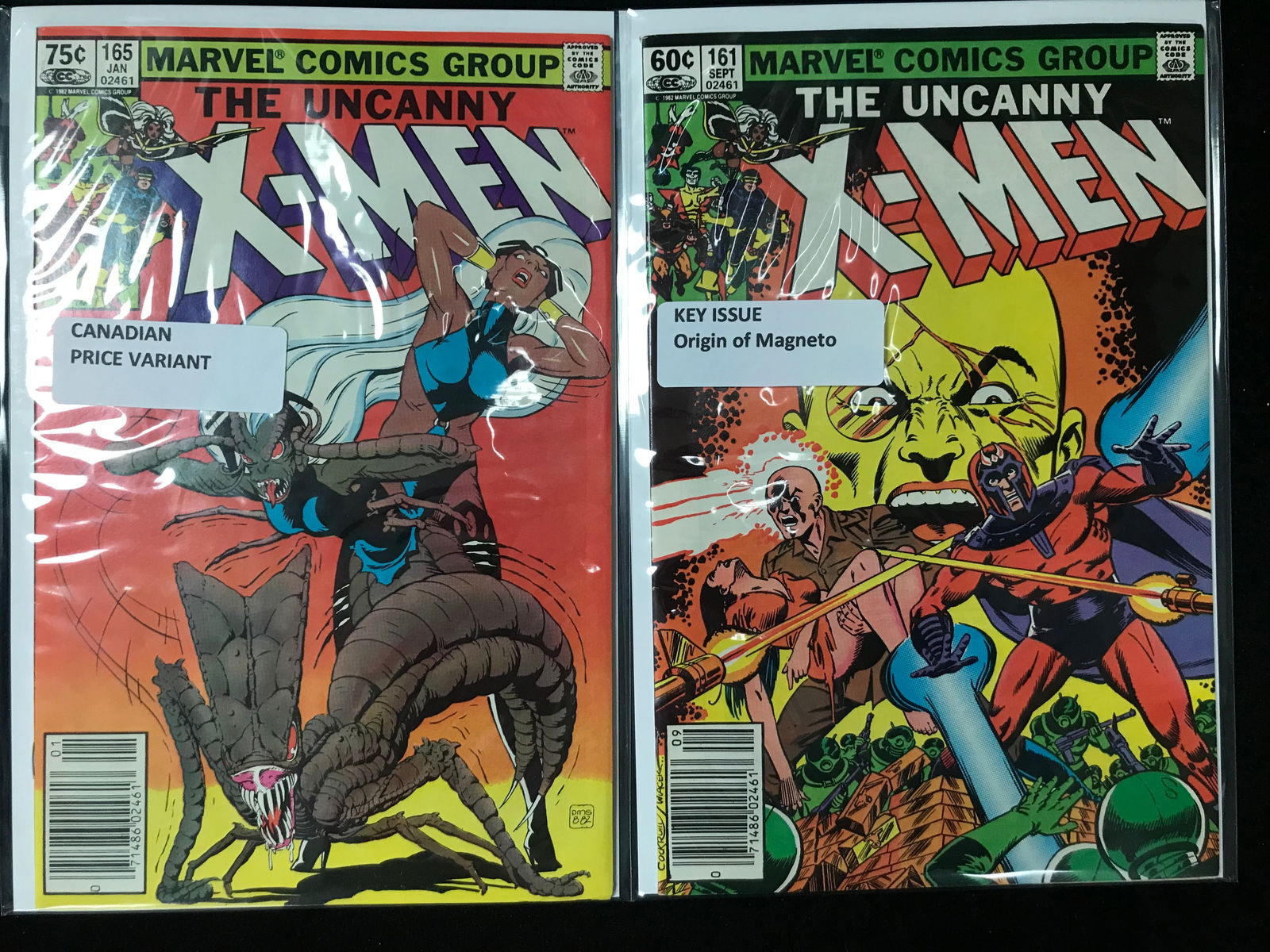 LOT OF MARVEL COMICS THE UNCANNY X-MEN NO.161 AND 165: Prices are in Canadian dollars