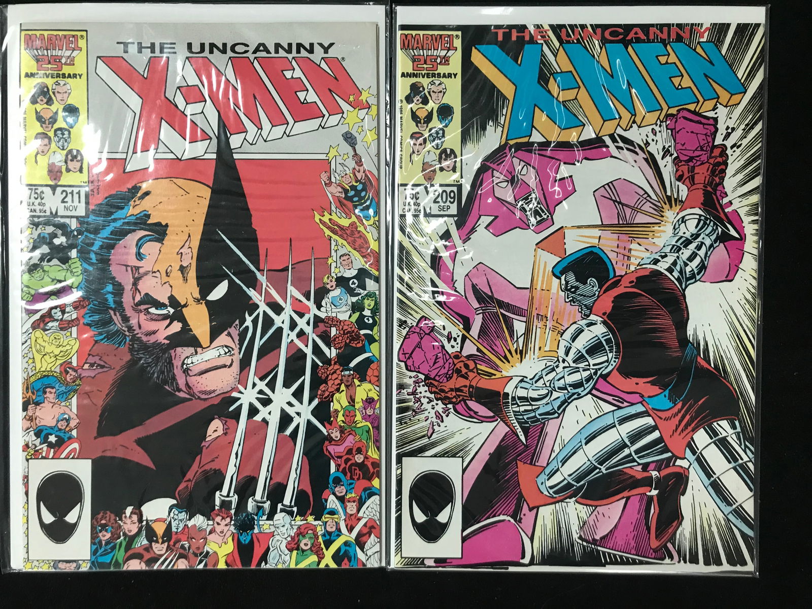 LOT OF MARVEL COMICS THE UNCANNY X-MEN NO.209 AND 211: Prices are in Canadian dollars