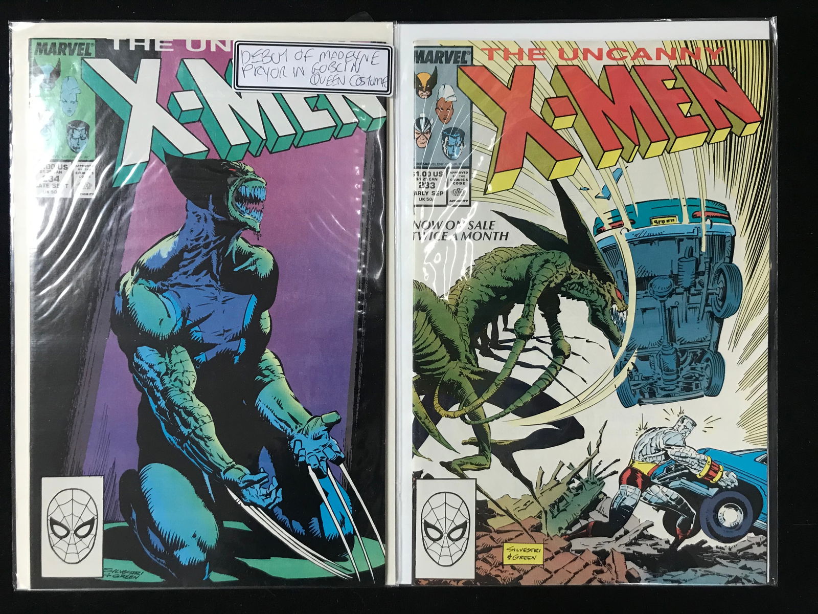 LOT OF MARVEL COMICS THE UNCANNY X-MEN NO.233 AND 234: Prices are in Canadian dollars