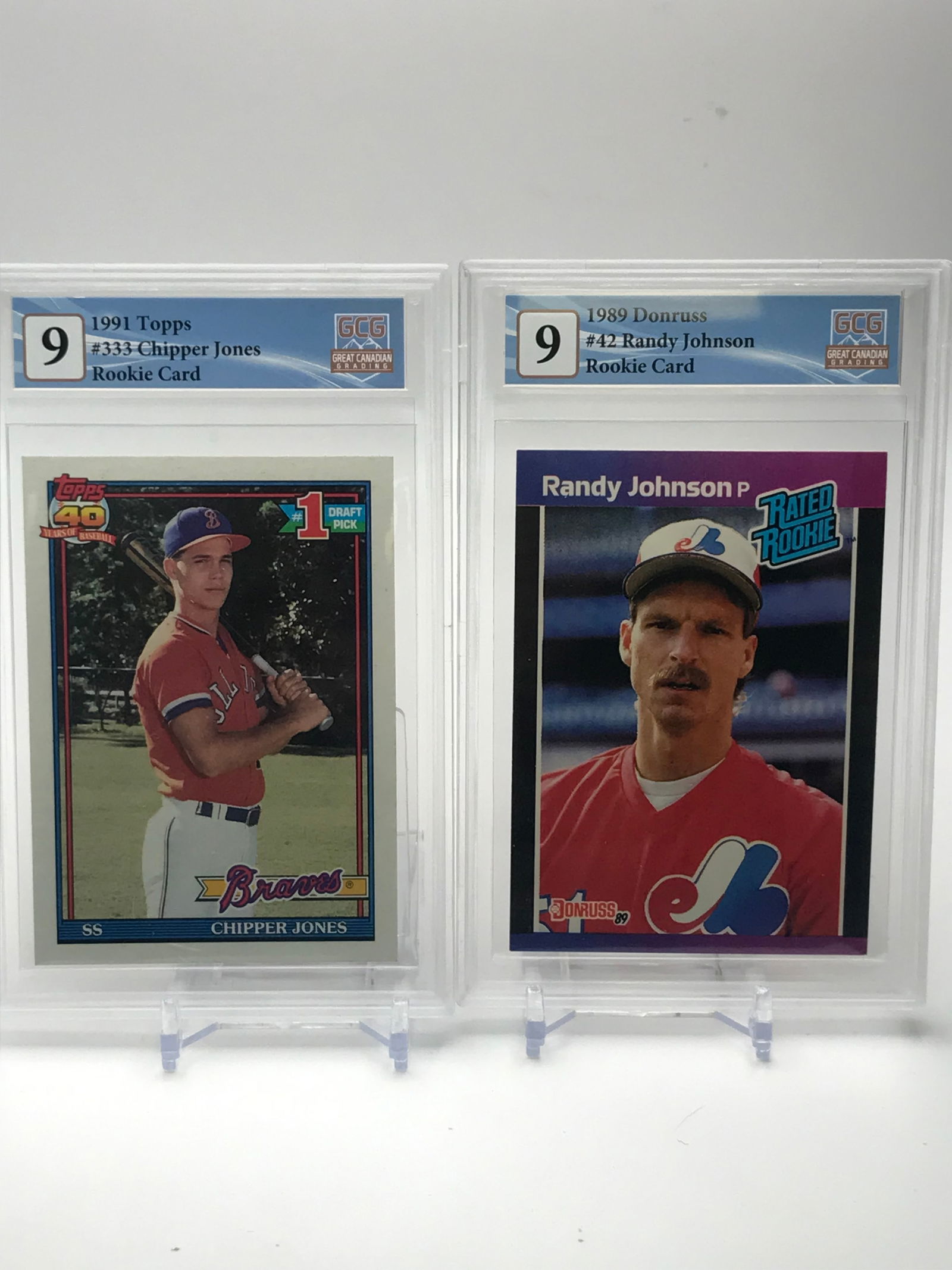 LOT OF GCG GRADED ROOKIE CARDS CHIPPER JONES AND RANDY JOHNSON (1 of 1)