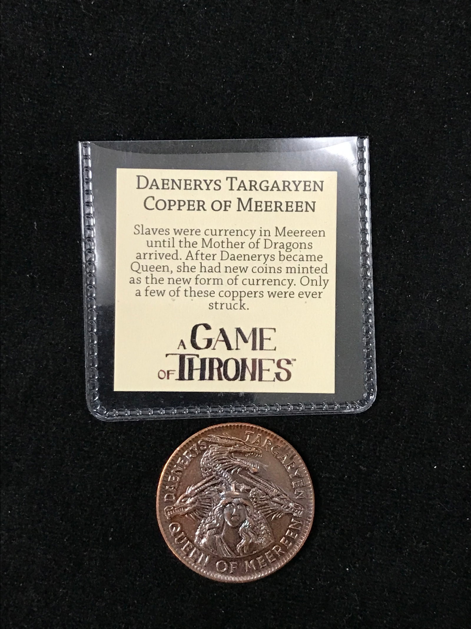 A GAME OF THRONES DAENERERYS TARGARYEN COPPER OF MEEREEN COIN: Prices are in Canadian dollars