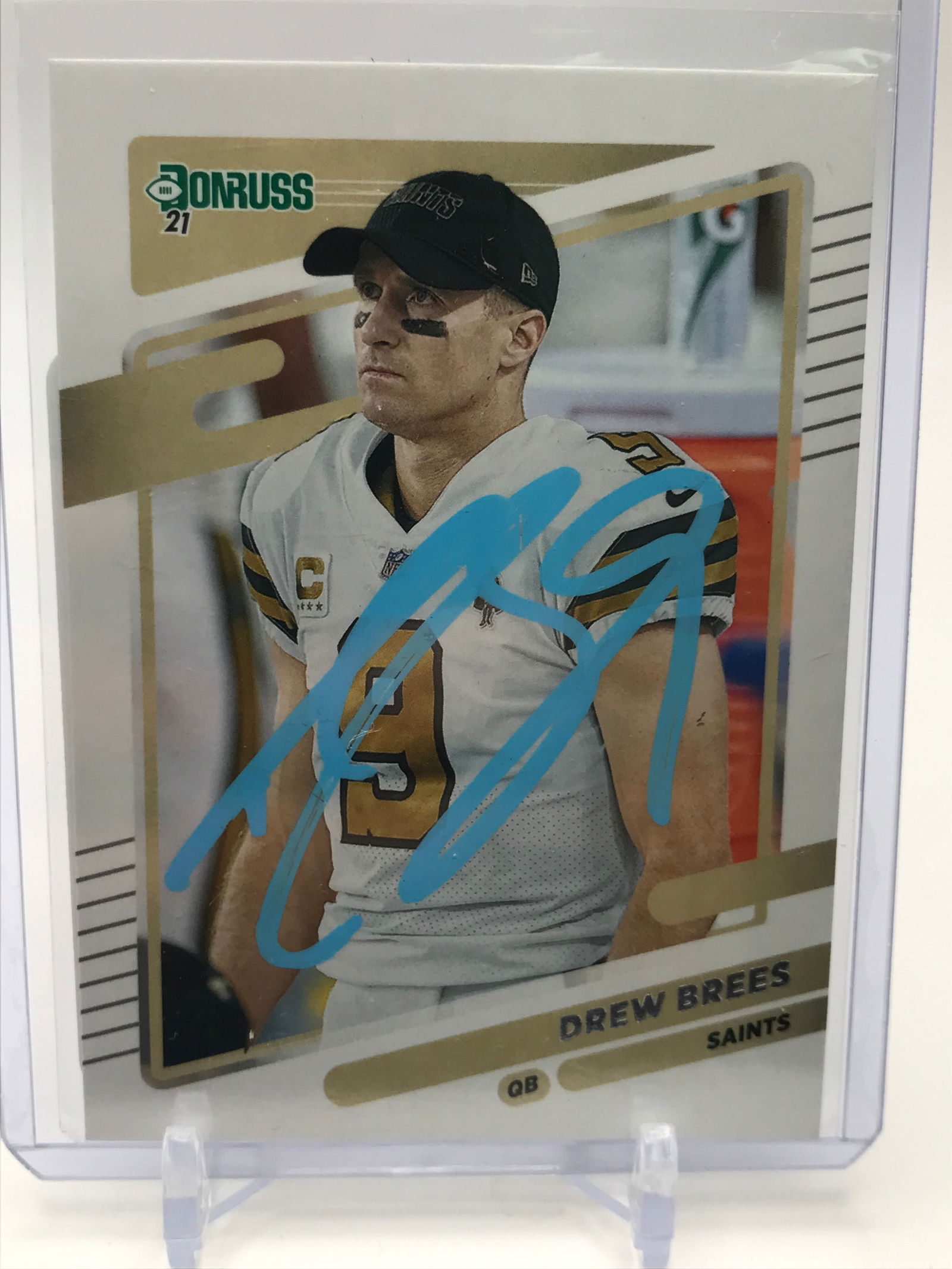 DREW BREES SIGNED DONRUSS FOOTBALL CARD (PRO CERT COA) (1 of 2)