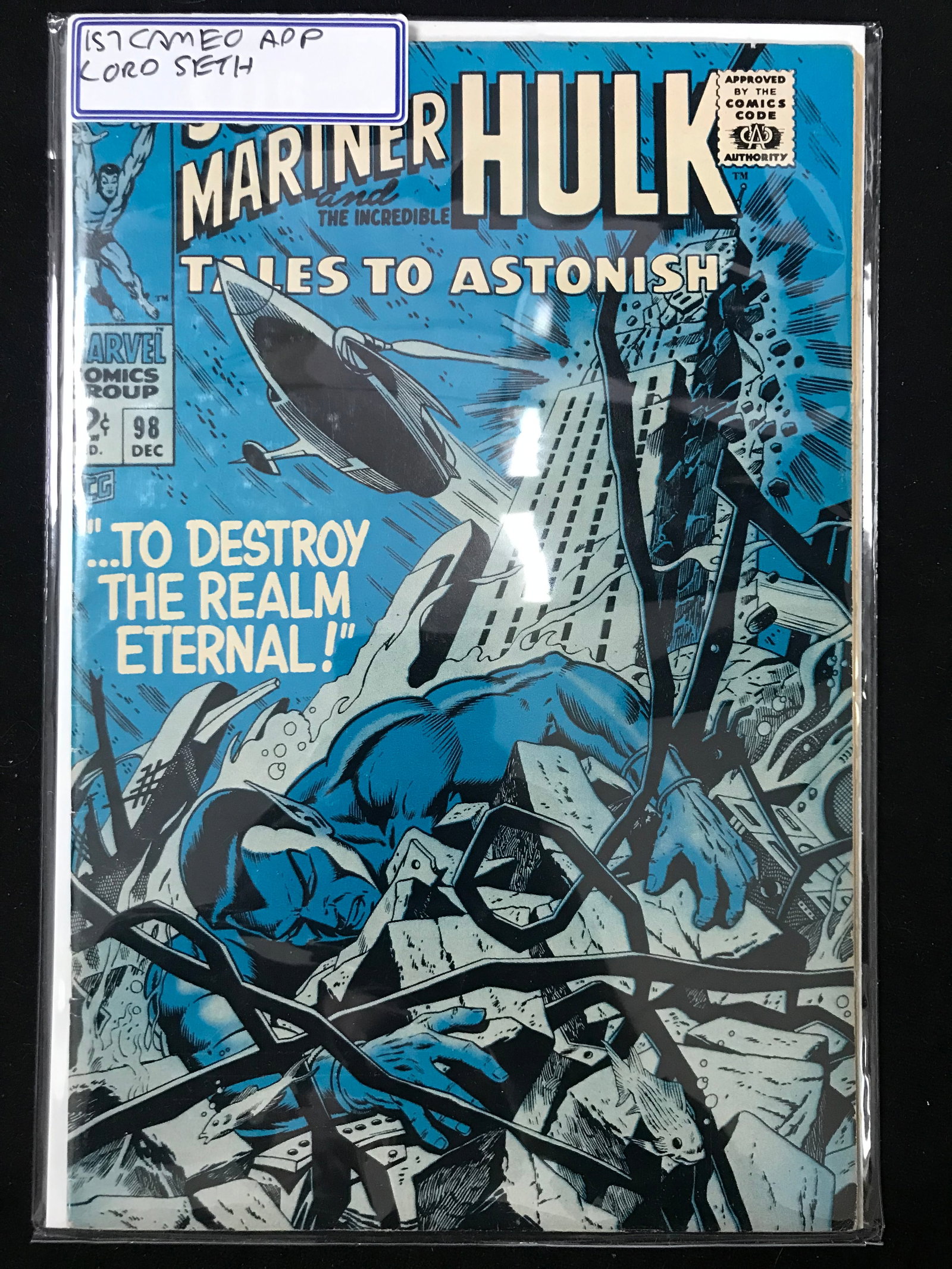 MARVEL COMICS NO.98 SUB-MARINER AND THE INCREDIBLE HULK (1ST CAMEO APP LORD SETH): Prices are in Canadian dollars