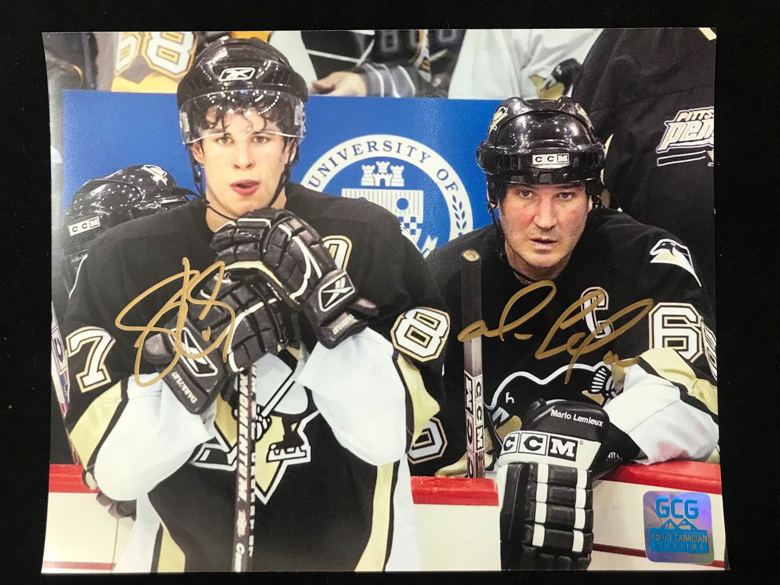 SIDNEY CROSBY AND MARIO LEMIUEX SIGNED 8X10 PHOTO GCG COA (1 of 1)