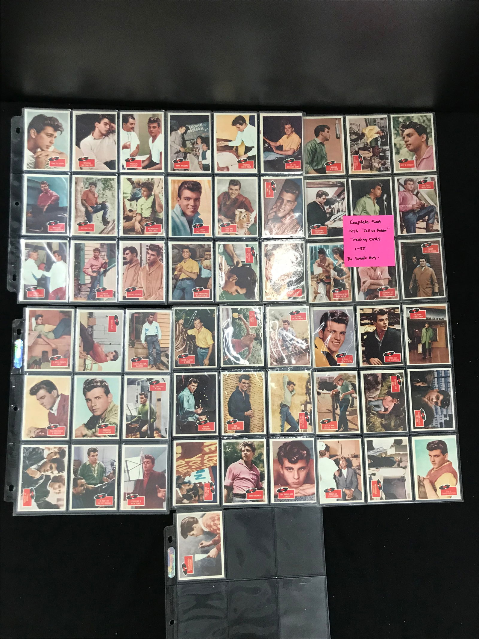 1956 TELL US FABIAN COMPLETE TRADING CARD SET EX GRADE AVERAGE (1 of 1)