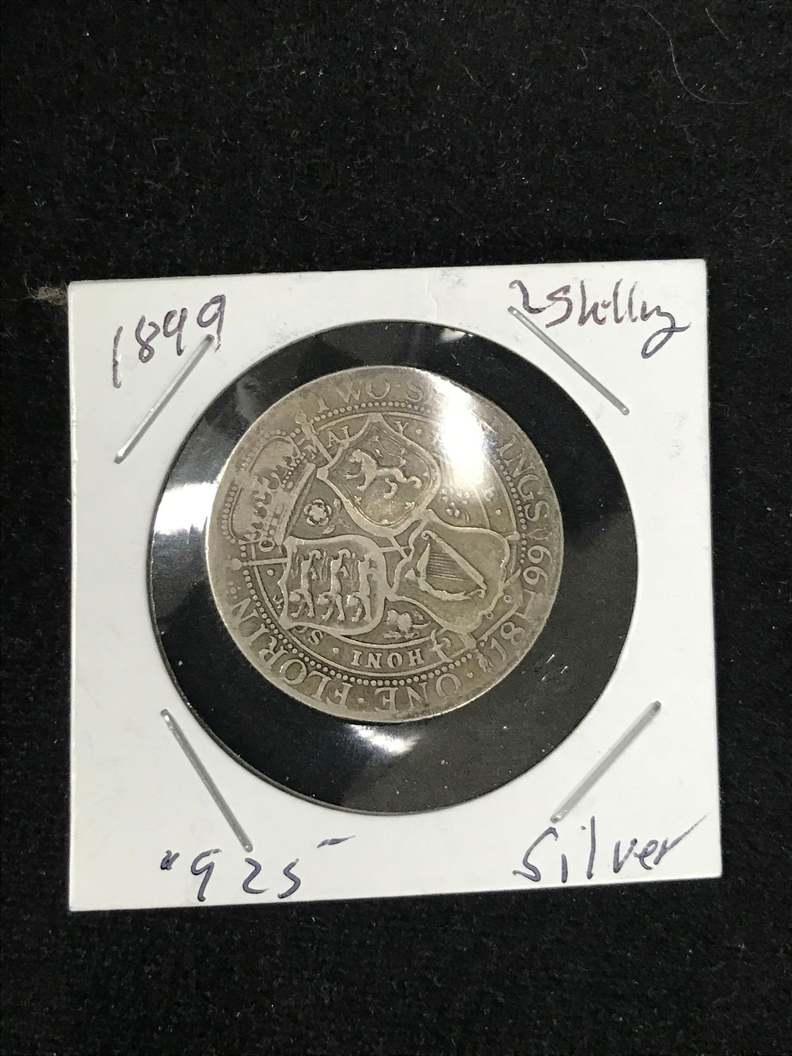 1899 UK United Kingdom Britain One Florin Coin Sterling Silver Queen Victoria .925 SILVER (1 of 1)