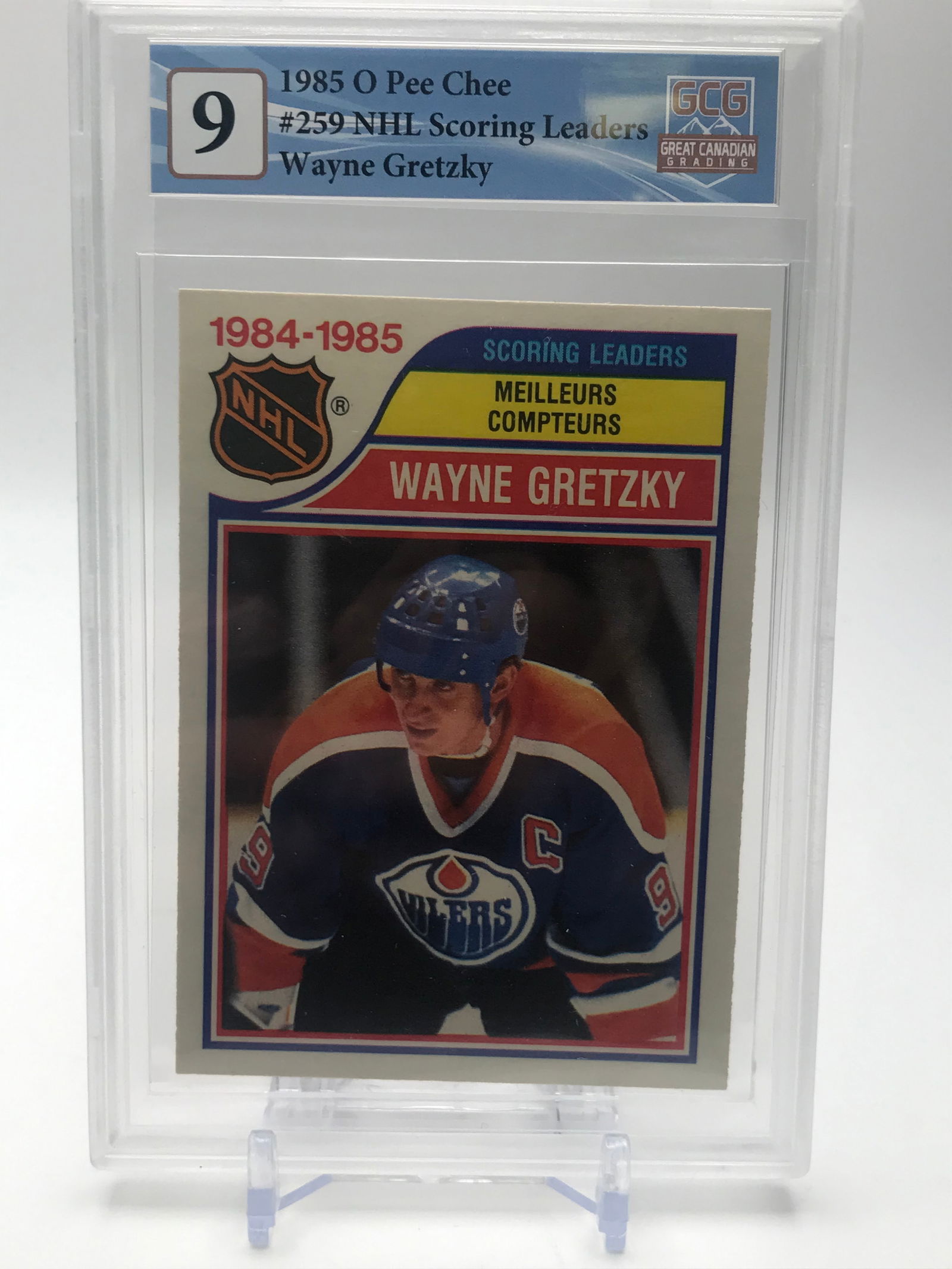1985 O-PEE-CHEE WAYNE GRETZKY SCORING LEADERS (GCG 8.5) (1 of 1)