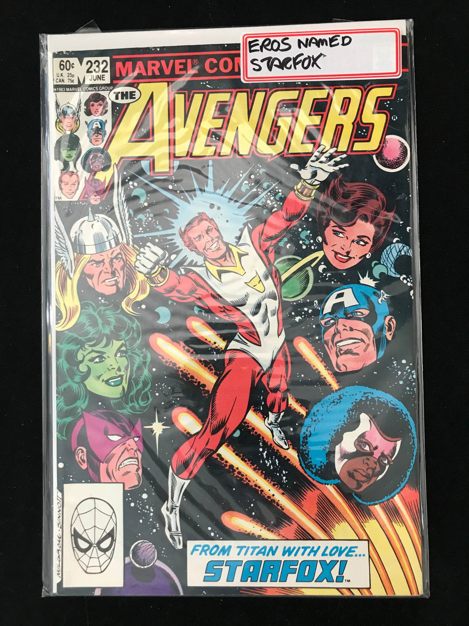 MARVEL COMICS NO.232 THE AVENGERS (EROS NAMED STARFOX) (1 of 1)