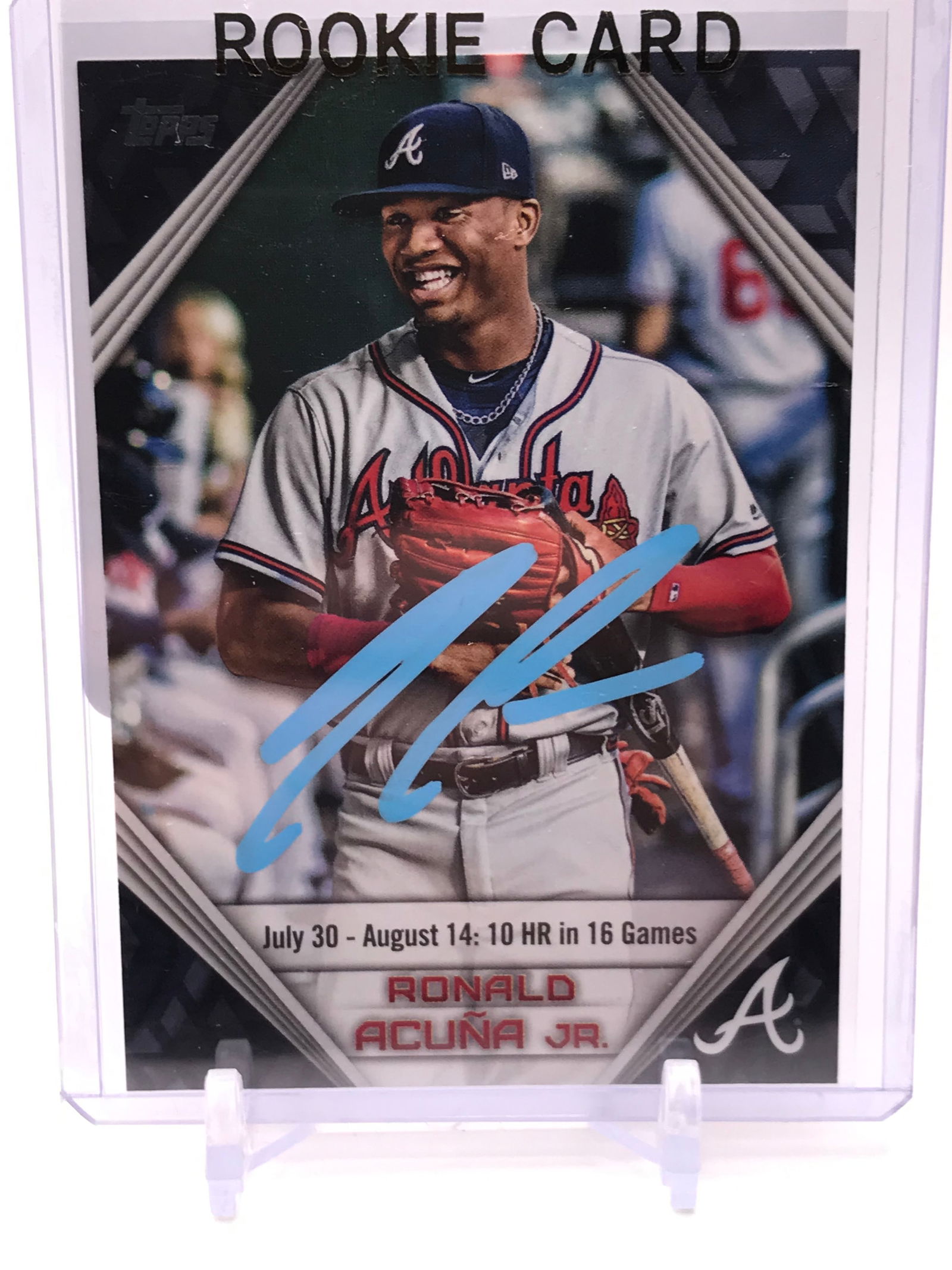 2019 TOPPS BASEBALL RONALD ACUNA JR SIGNED TRADING CARD (PRO CERT COA (1 of 2)