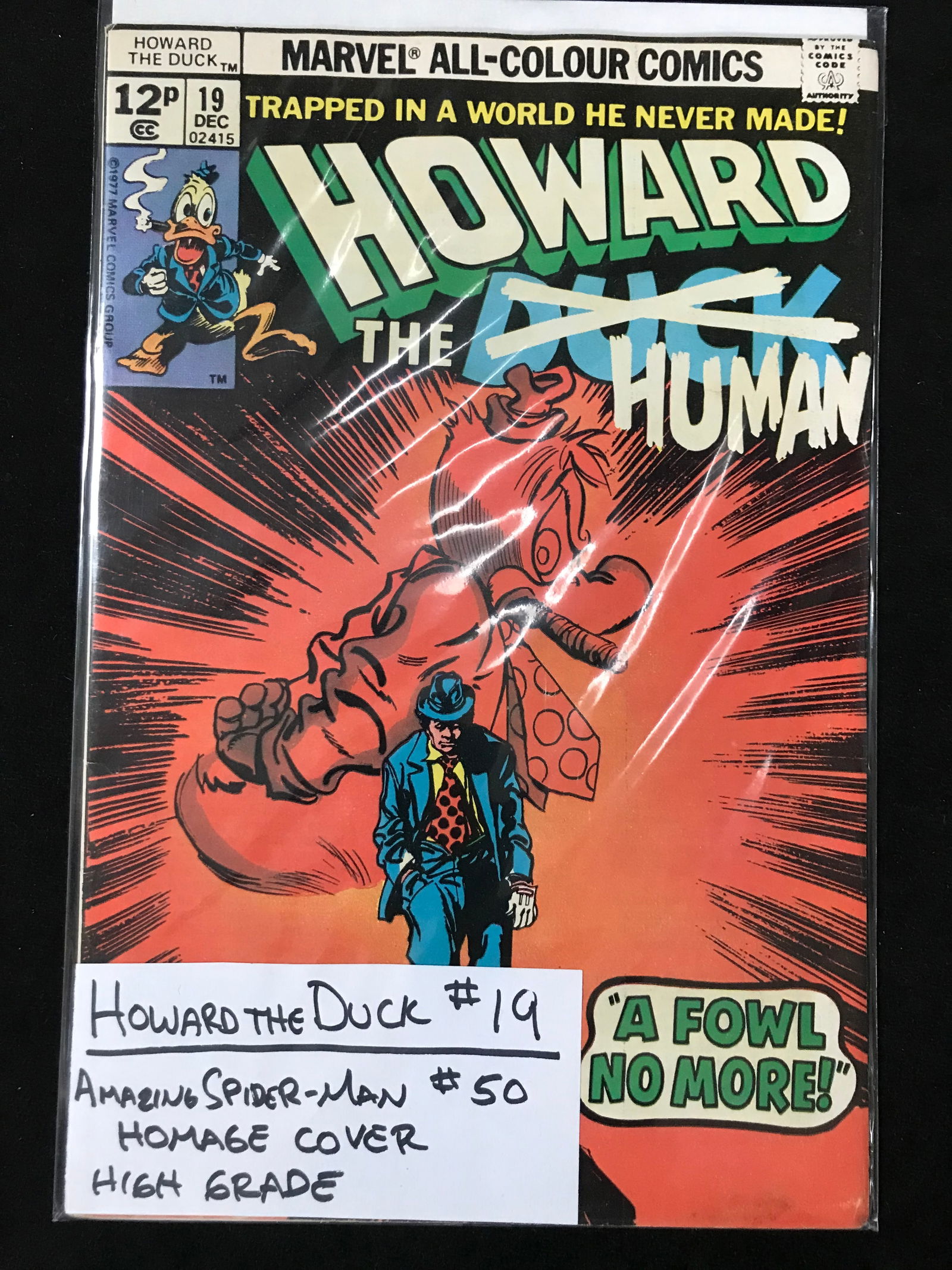 MARVEL COMICS NO.19 HOWARD THE DUCK/HUMAN (AMAZING SPIDERMAN HOMAGE COVER NO.50) (1 of 1)