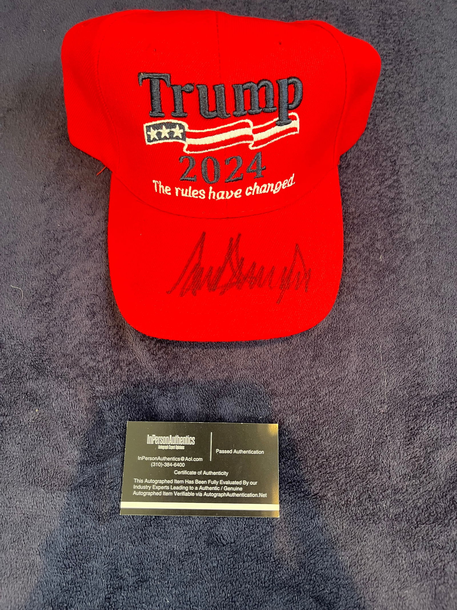 DONALD TRUMP SIGNED 2024 TRUMP BASEBALL HAT (IPA COA) (1 of 3)