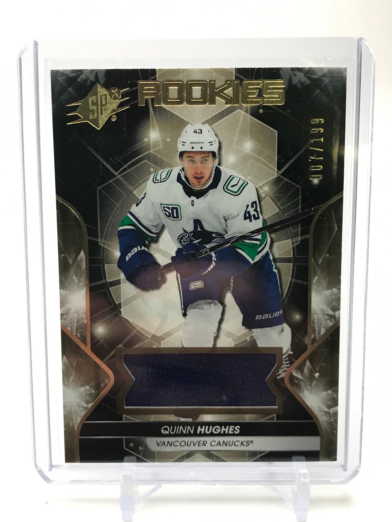 2019-20 UPPER DECK SP QUINN HUGHES ROOKIE PATCH 7/199 (1 of 2)