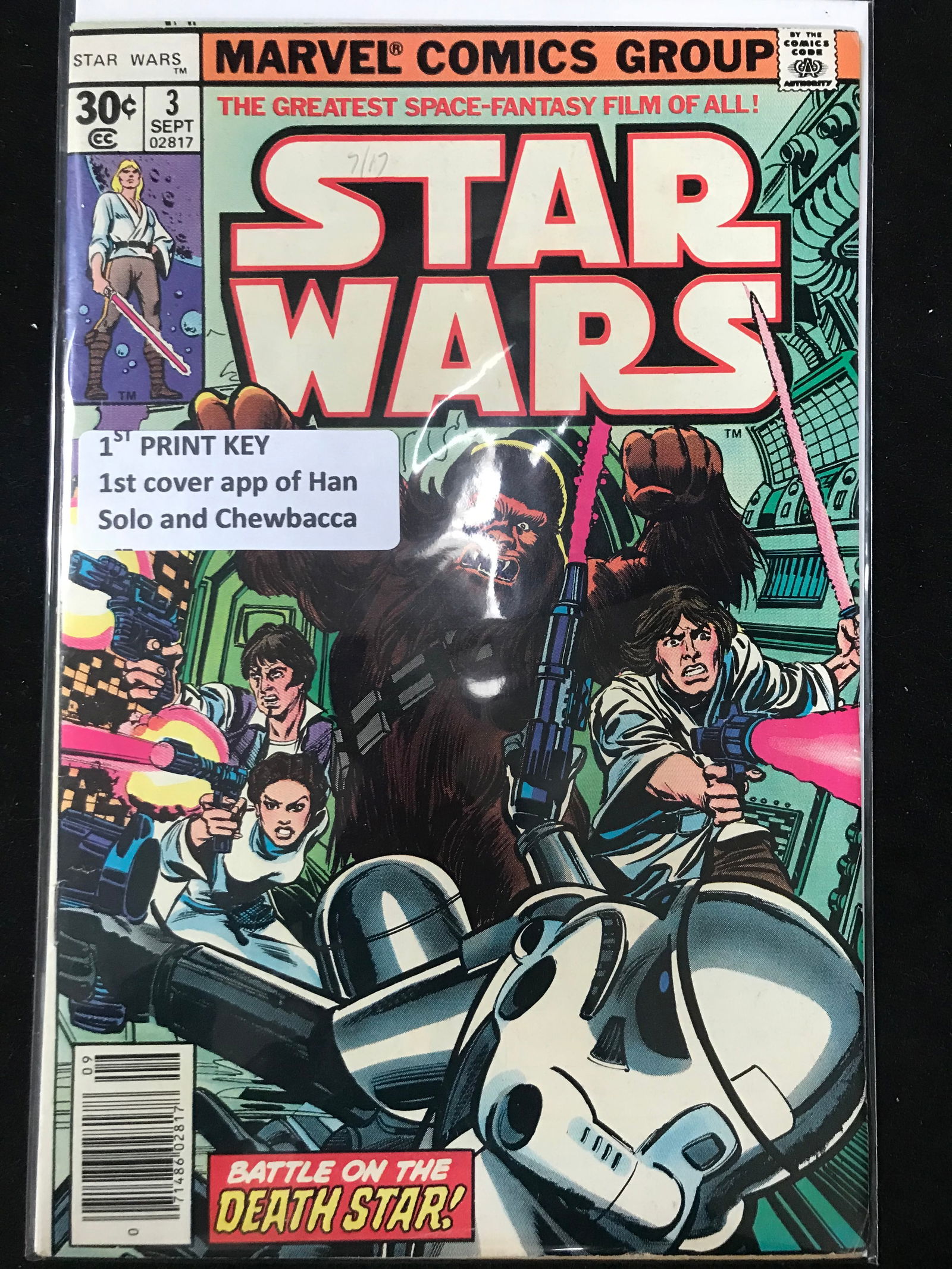 MARVEL COMICS NO.3 STAR WARS (1ST COVER APP HANS SOLO AND CHEWBACCA) (1 of 1)