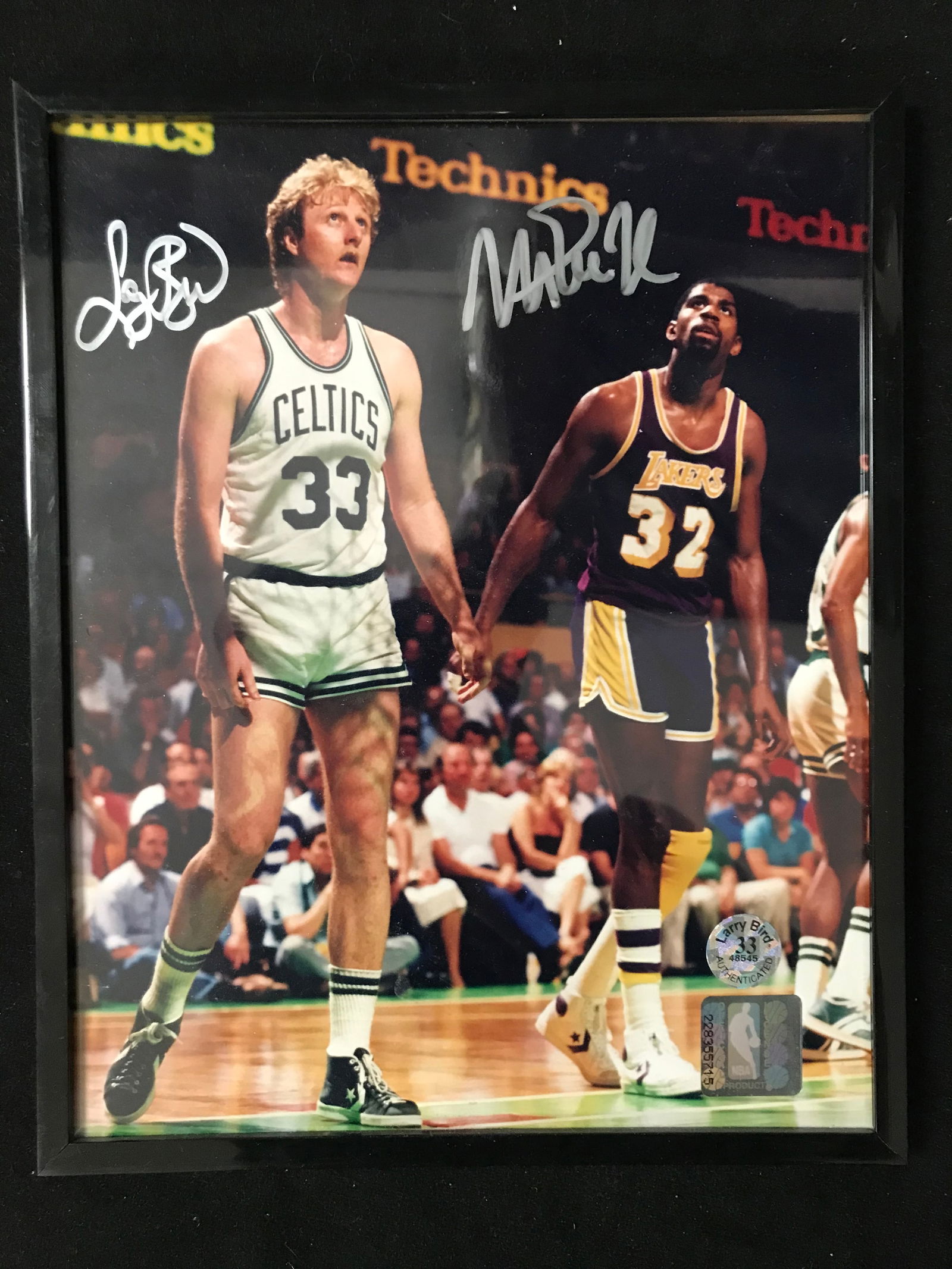 LARRY BIRD AND MAGIC JOHNSON DUAL SIGNED AND FRAMED 8 X10 (BIRD/NBA COA) (1 of 2)