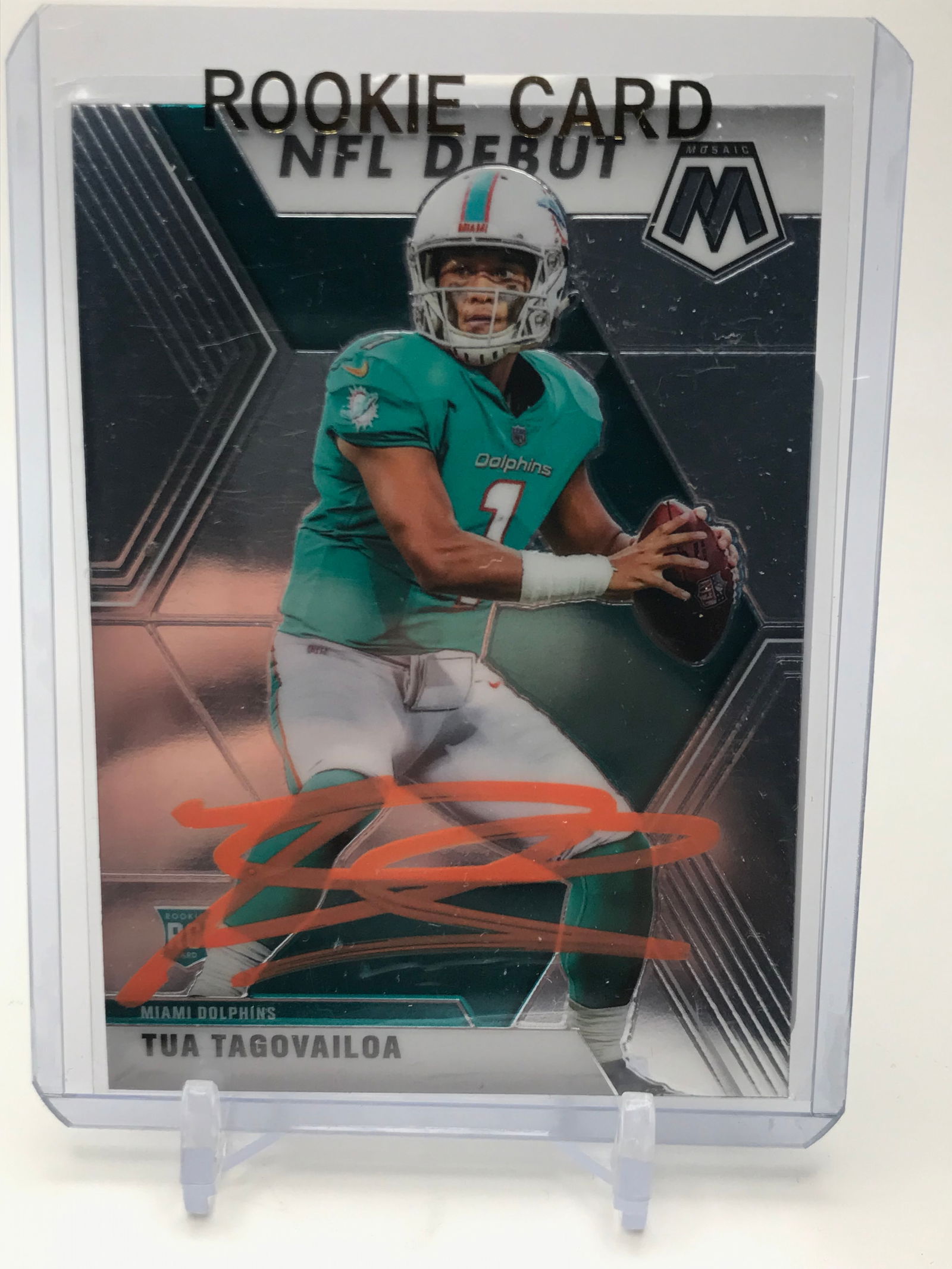 TUA TAGOVAILOA SIGNED PANINI MOSAIC TRADING CARD PRO CERT COA (1 of 2)