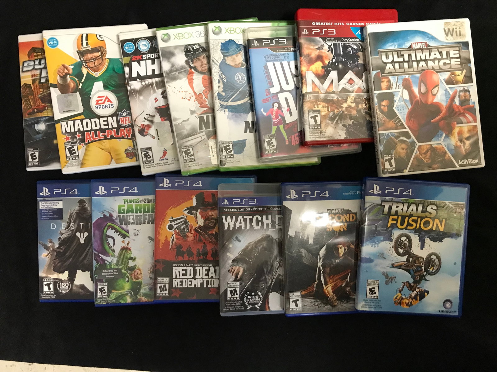 WII, XBOX AND PS4 VIDEO GAME LOT: Prices are in Canadian dollars