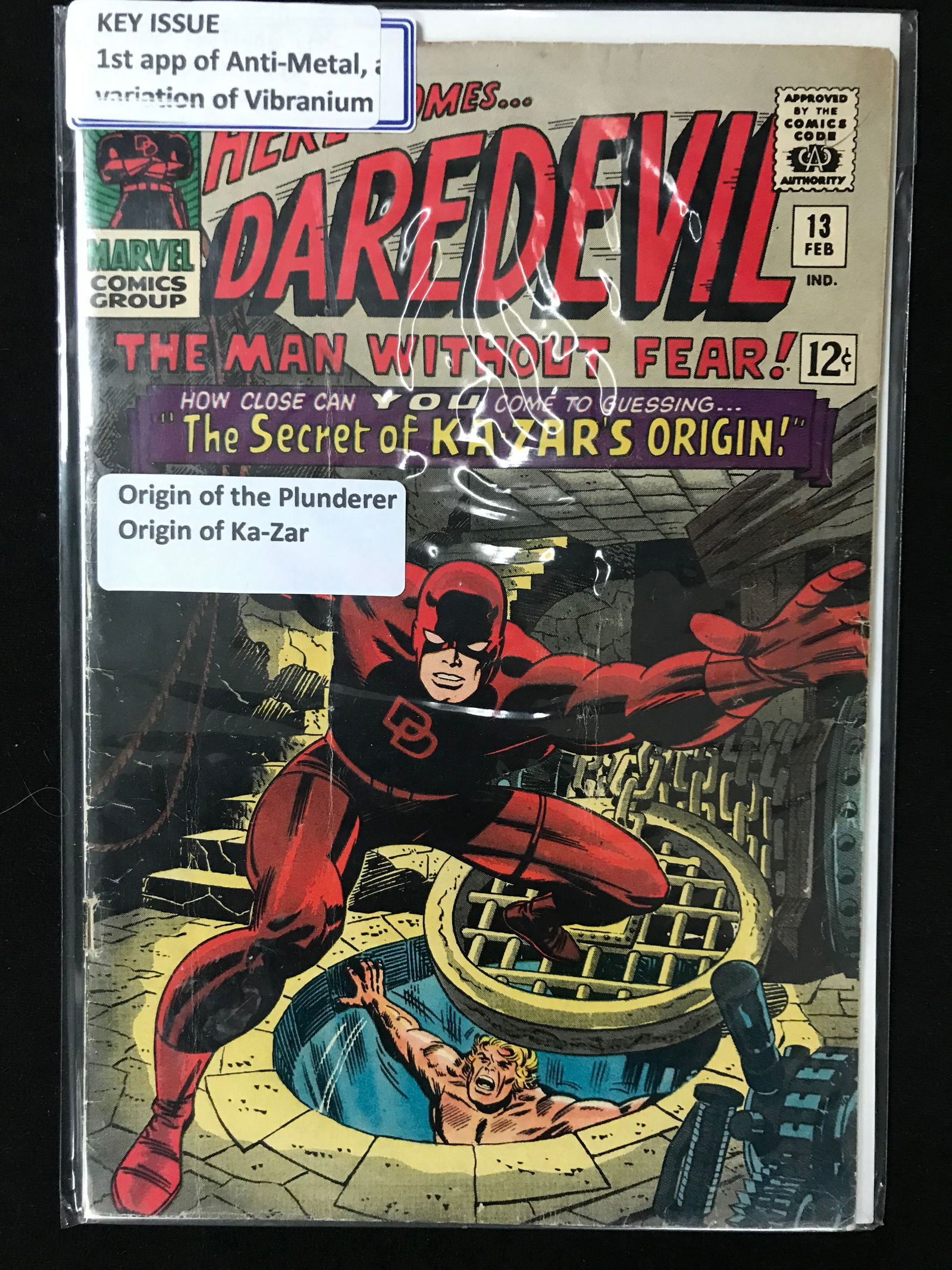 MARVEL COMICS NO.13 DAREDEVIL (ORIGIN OF PLUNDERER AND KA-ZAR) (1 of 1)