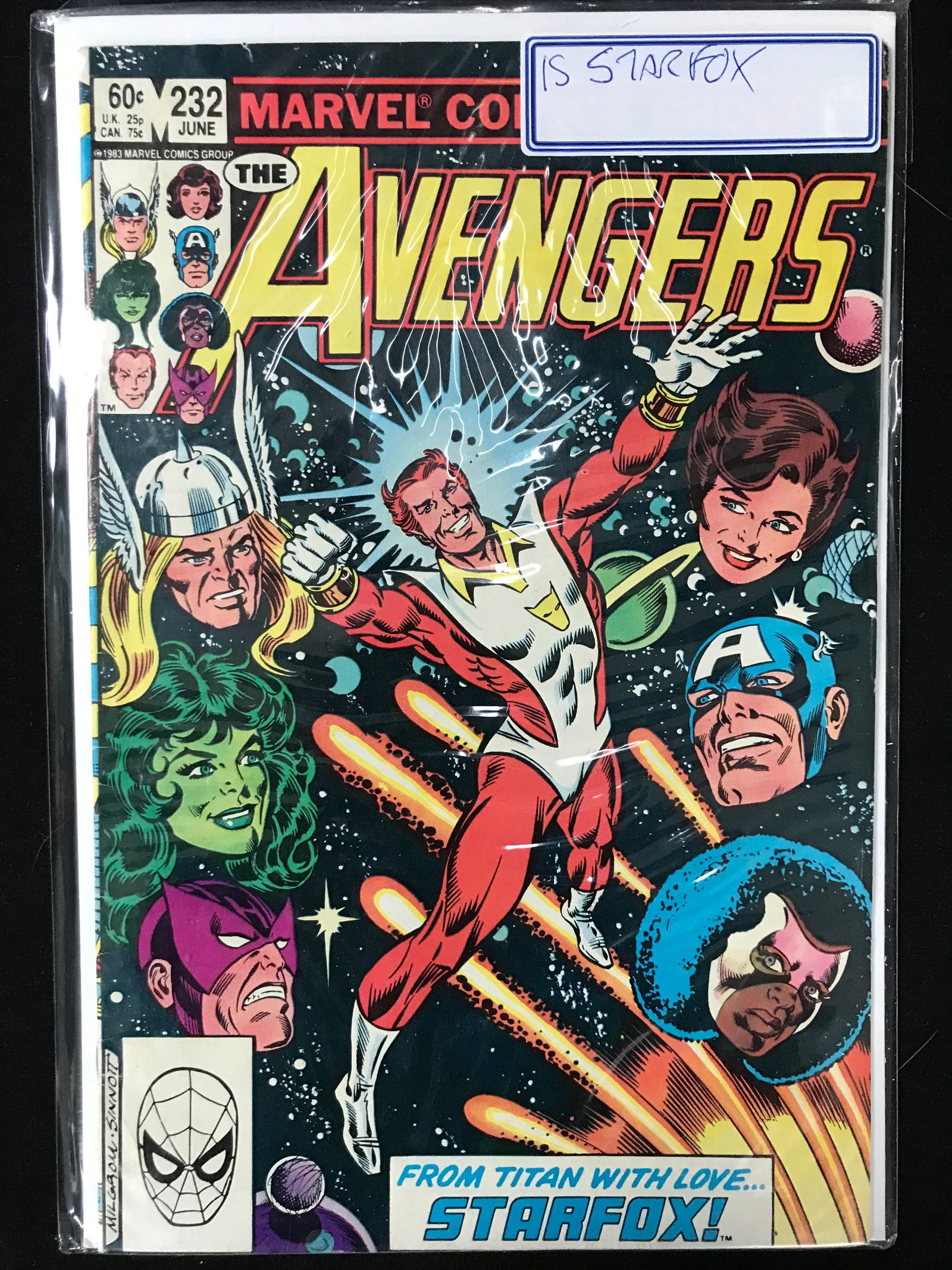 MARVEL COMICS NO.232 THE AVENGERS (1ST STARFOX) (1 of 1)