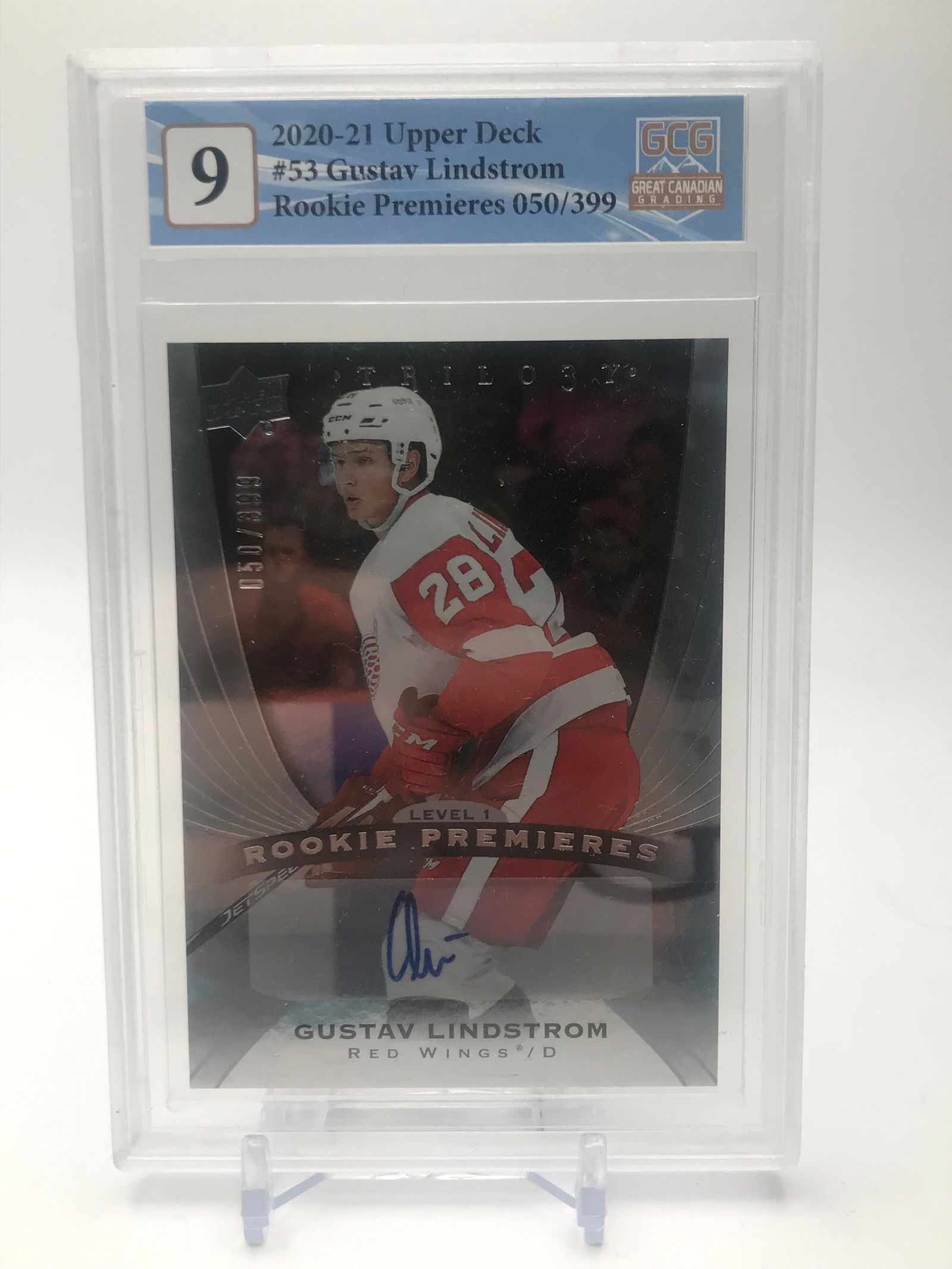 2020-21 UPPER DECK ROOKIE PREMIERS AUTO GUSTAV LINDSTROM (GCG 9) (1 of 2)