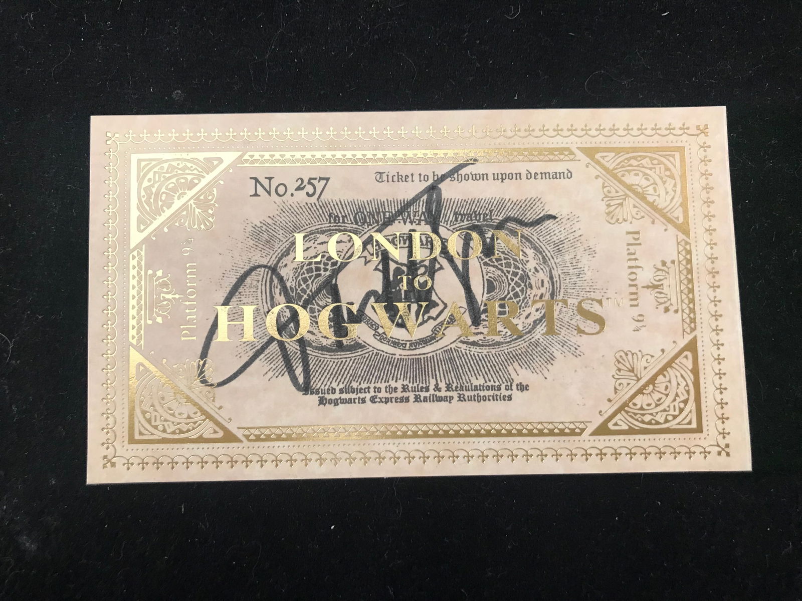 SIGNED HOGWARTS TRAIN TICKET (RA COA) (1 of 2)