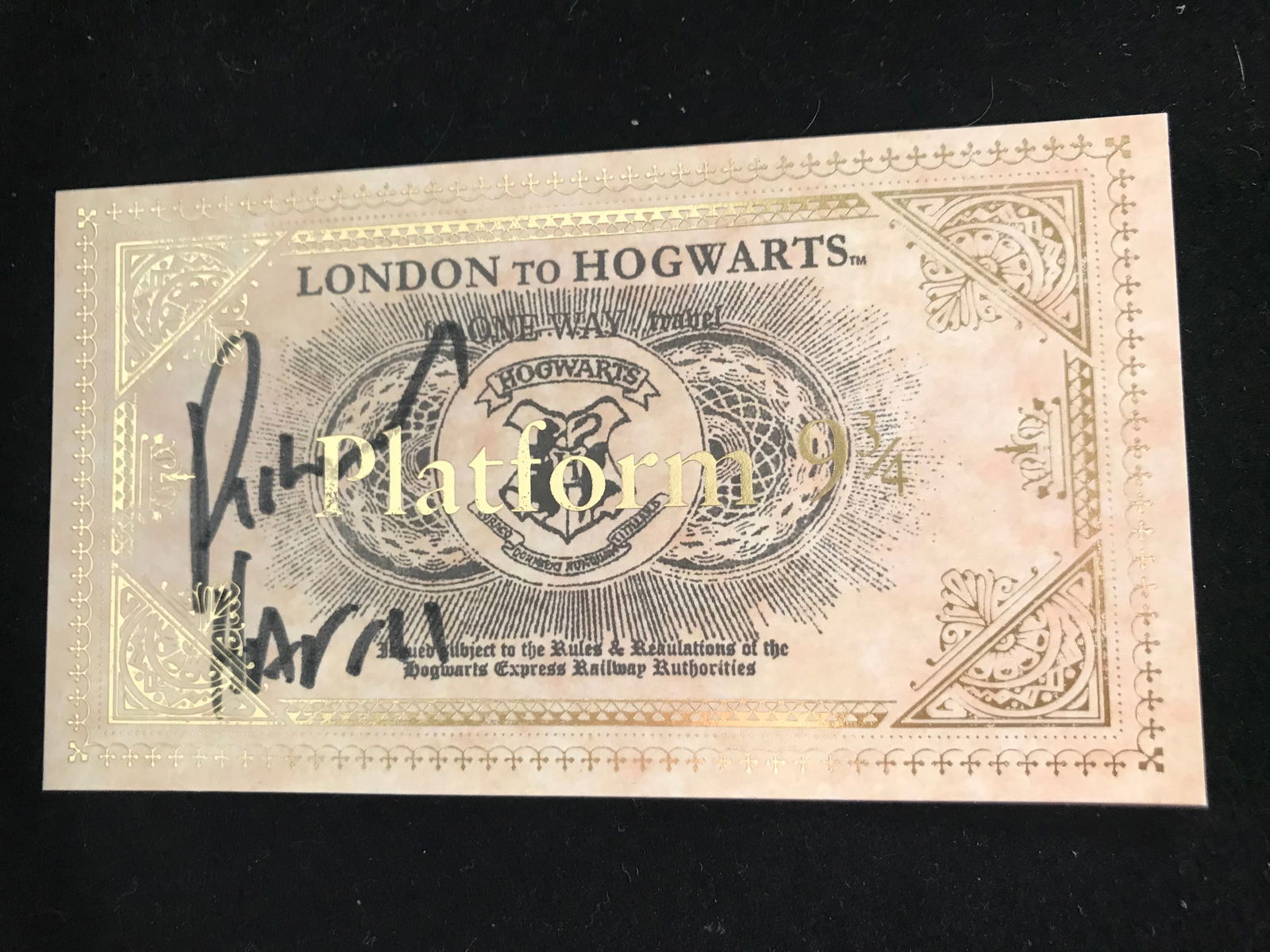 RICHARD HARRIS SIGNED HOGWARTS TRAIN TICKET (RA COA) (1 of 2)