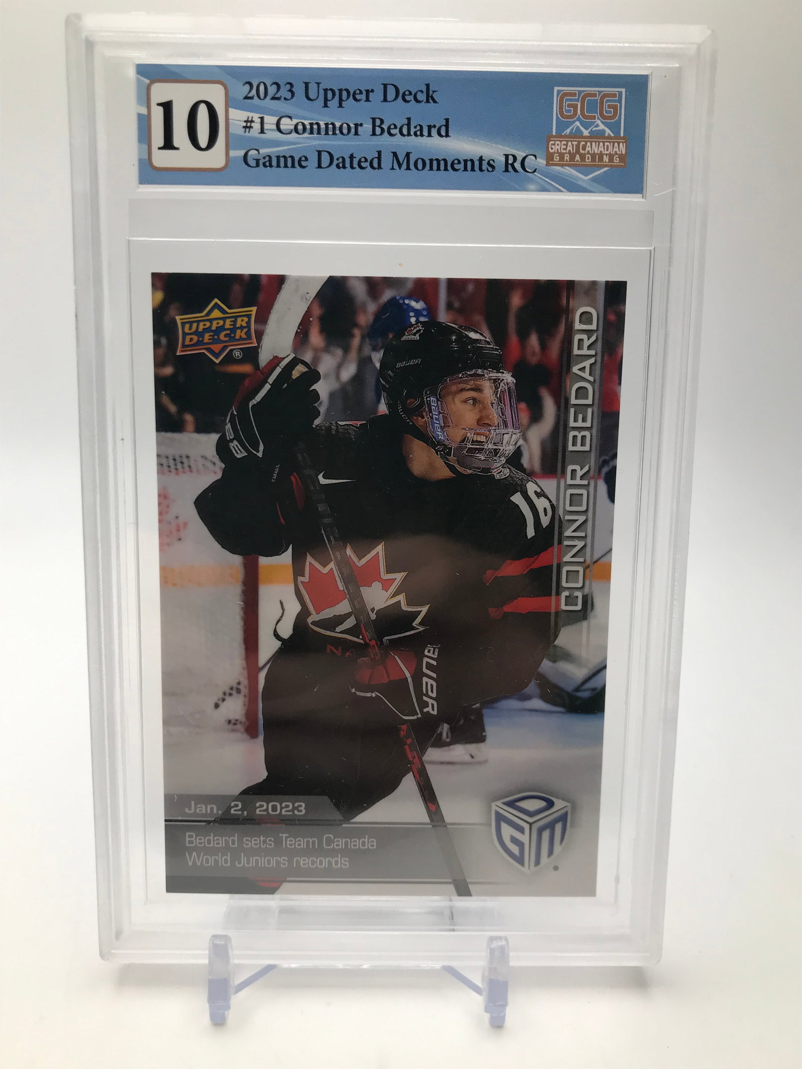 GCG 10 2023 UPPER DECK CONNOR BEDARD GAME DATED MOMENTS: Prices are in Canadian dollars
