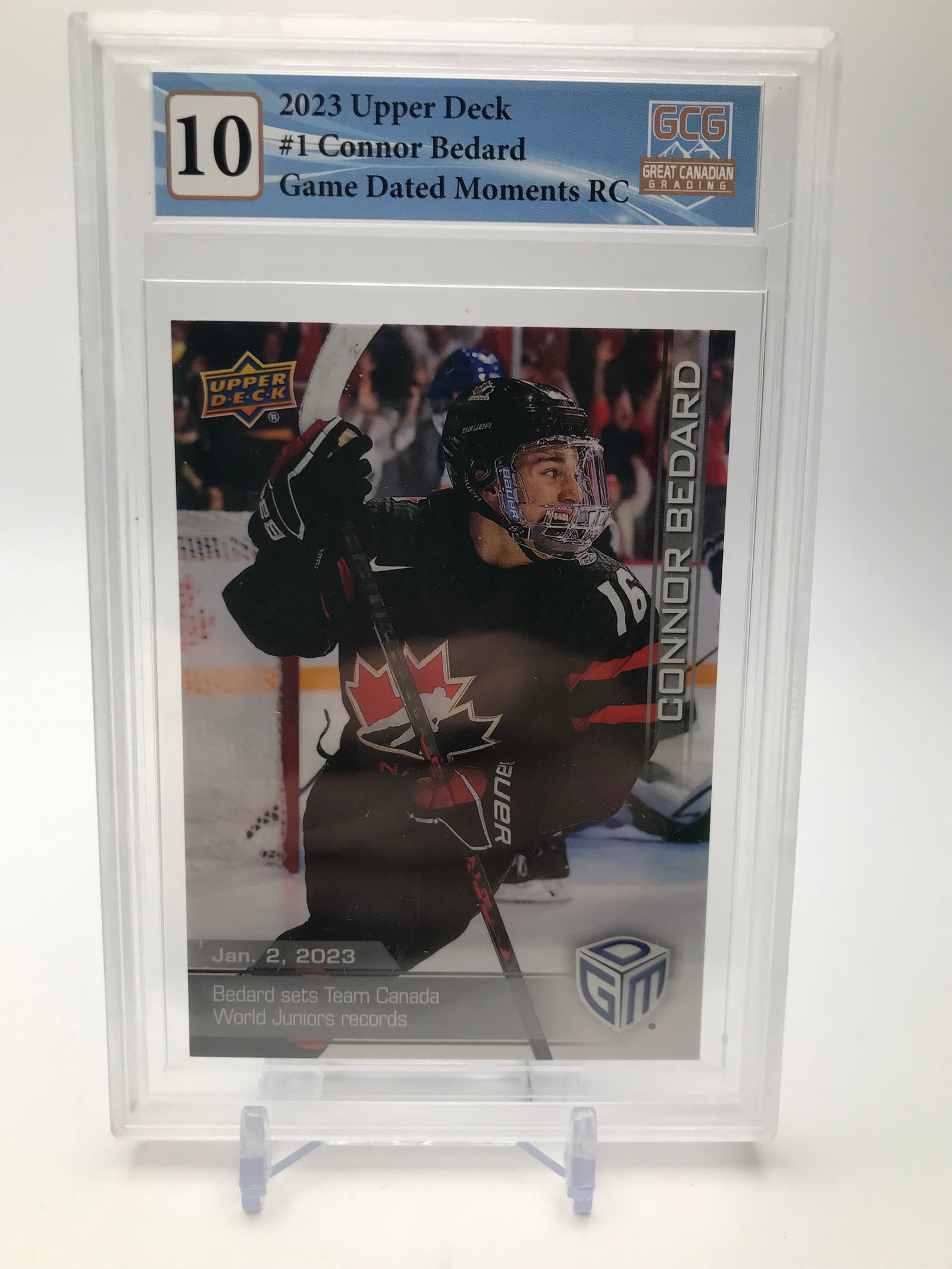 GCG 10 2023 UPPER DECK CONNOR BEDARD GAME DATED MOMENTS: Prices are in Canadian dollars