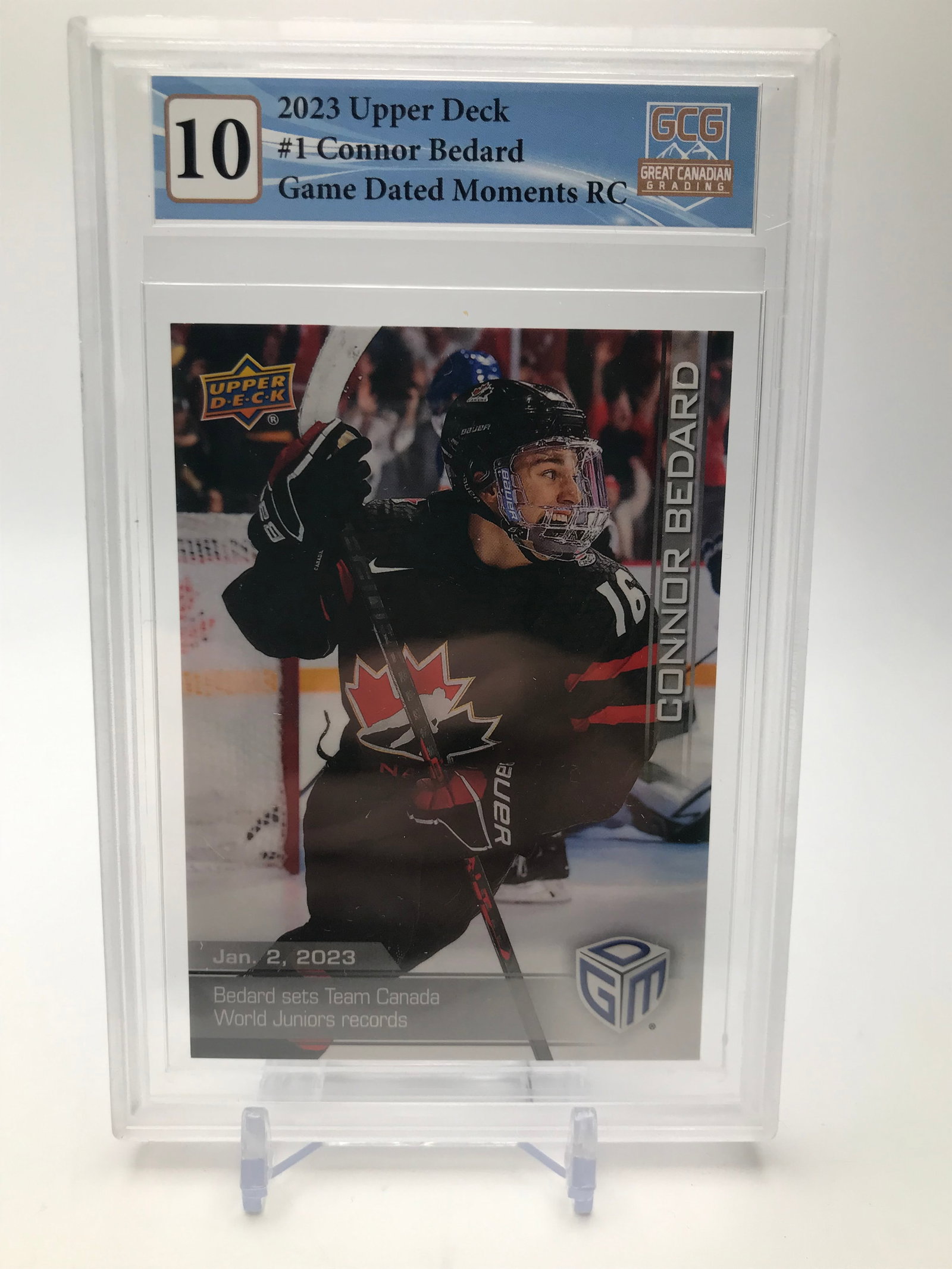 GCG 10 2023 UPPER DECK CONNOR BEDARD GAME DATED MOMENTS: Prices are in Canadian dollars